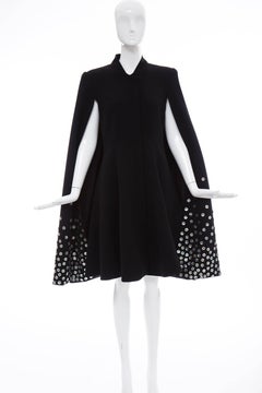 Gareth Pugh Zip Front Black Dress With Mother of Pearl Cape, Spring 2015
