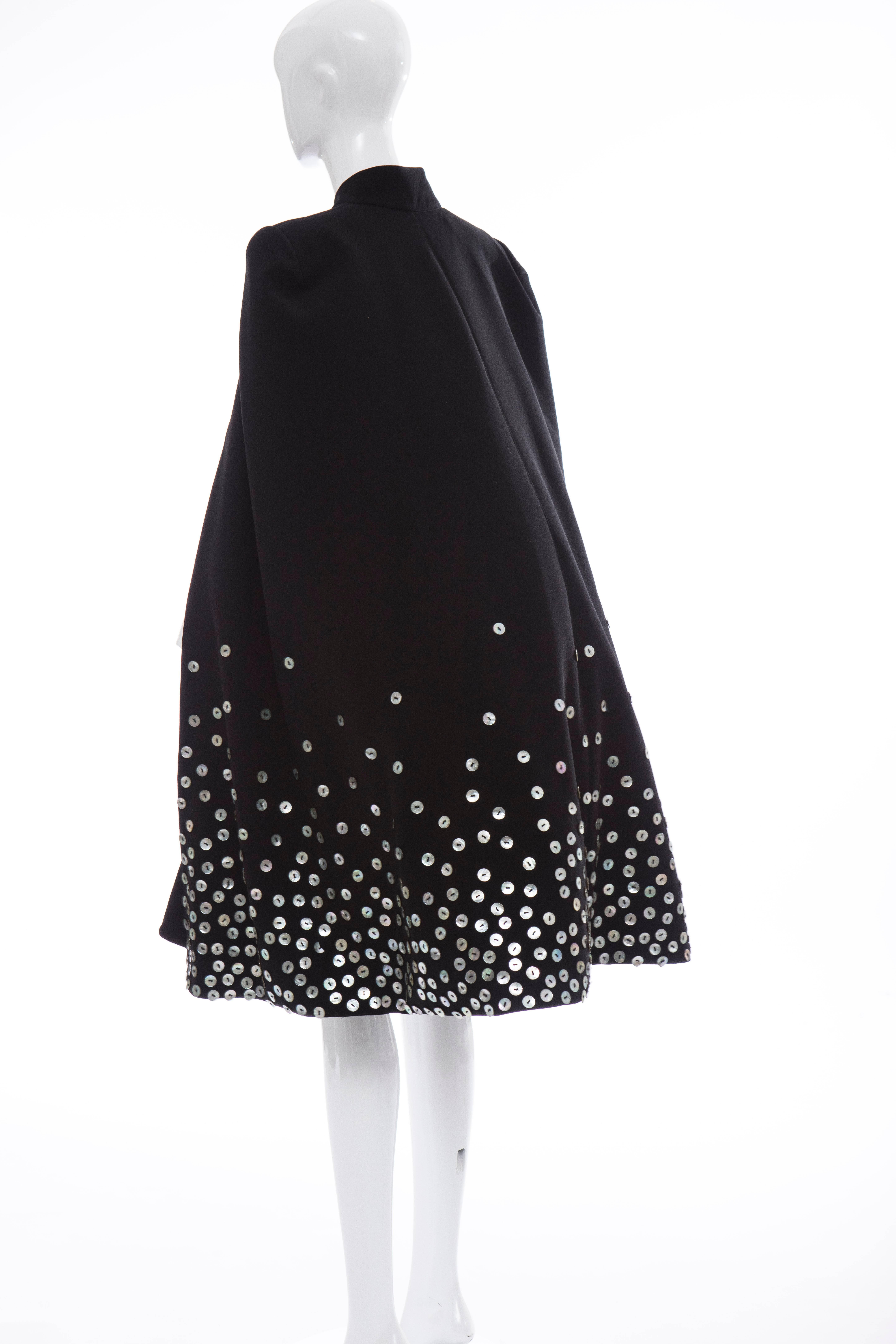 Gareth Pugh Zip Front Black Dress With Mother of Pearl Cape, Spring 2015 For Sale 4