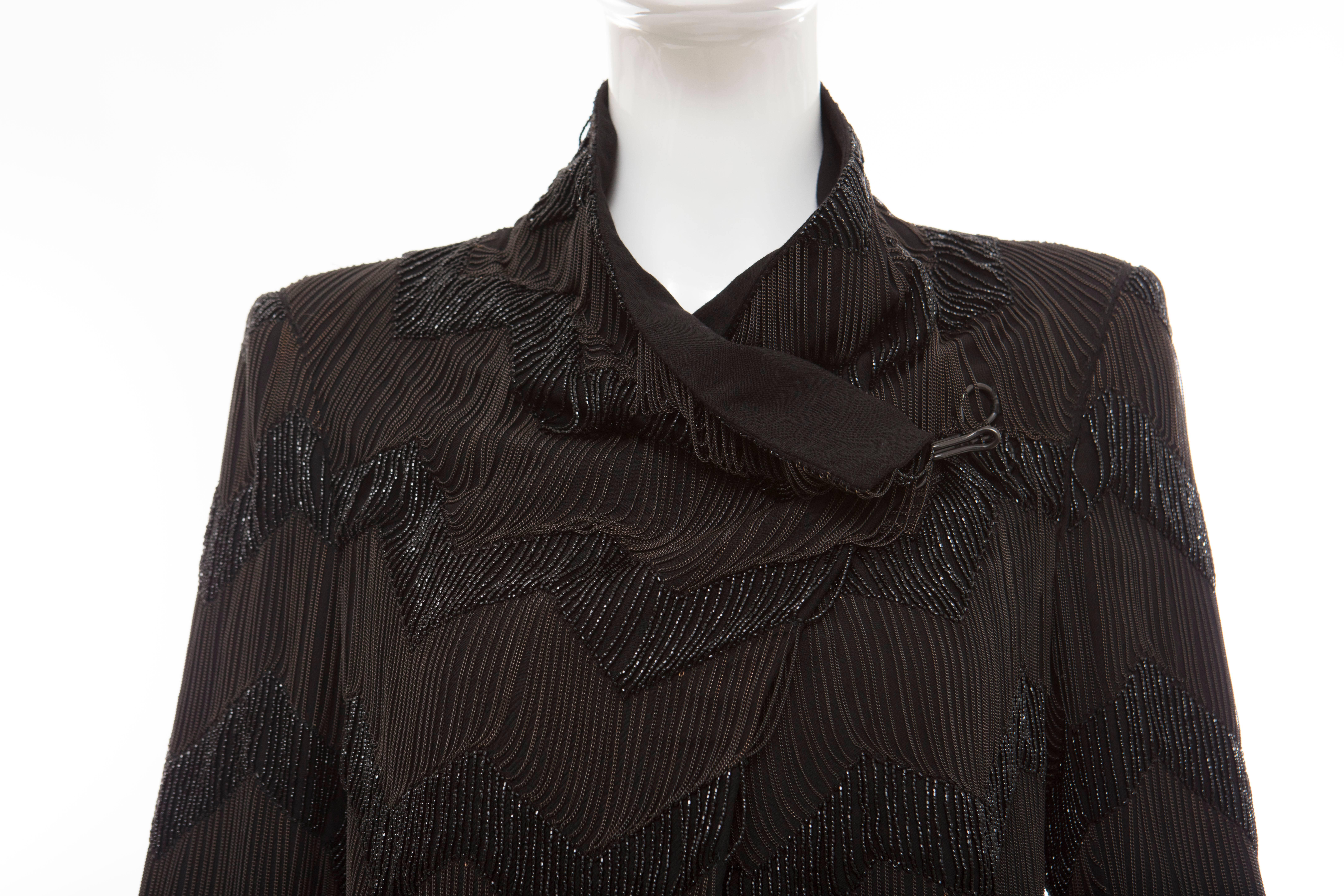 Ann Demeulemeester Runway Black Wool Chain And Beaded Jacket, Fall 2011 For Sale 1