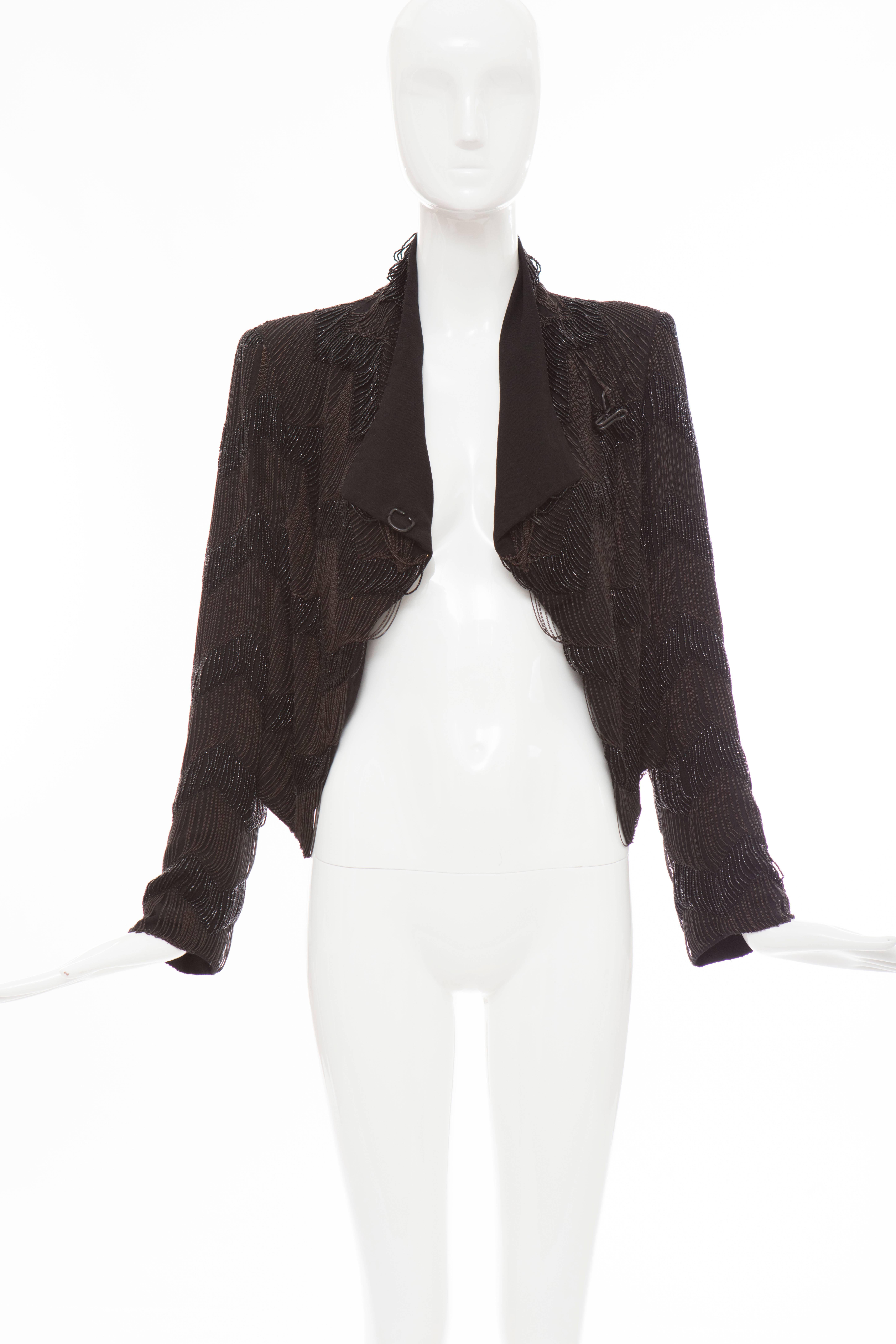 Ann Demeulemeester Runway Black Wool Chain And Beaded Jacket, Fall 2011 For Sale 4
