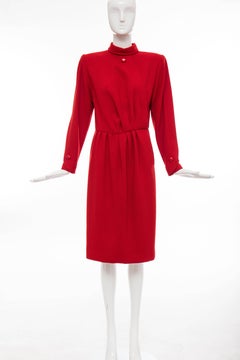 Nina Ricci Haute Couture Red Wool Crepe Dress, Circa 1980's