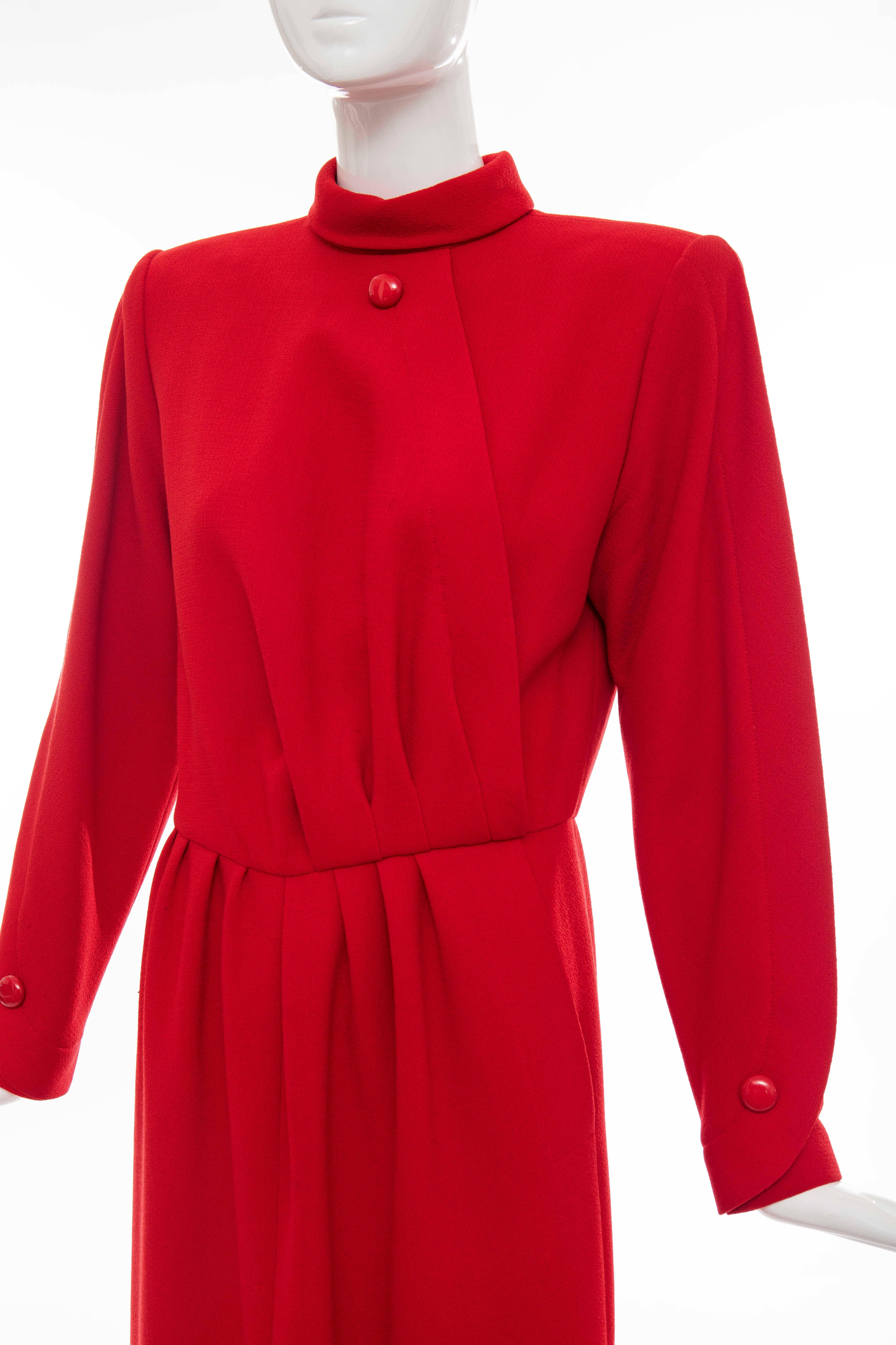 Nina Ricci Haute Couture Red Wool Crepe Dress, Circa 1980's For Sale 3