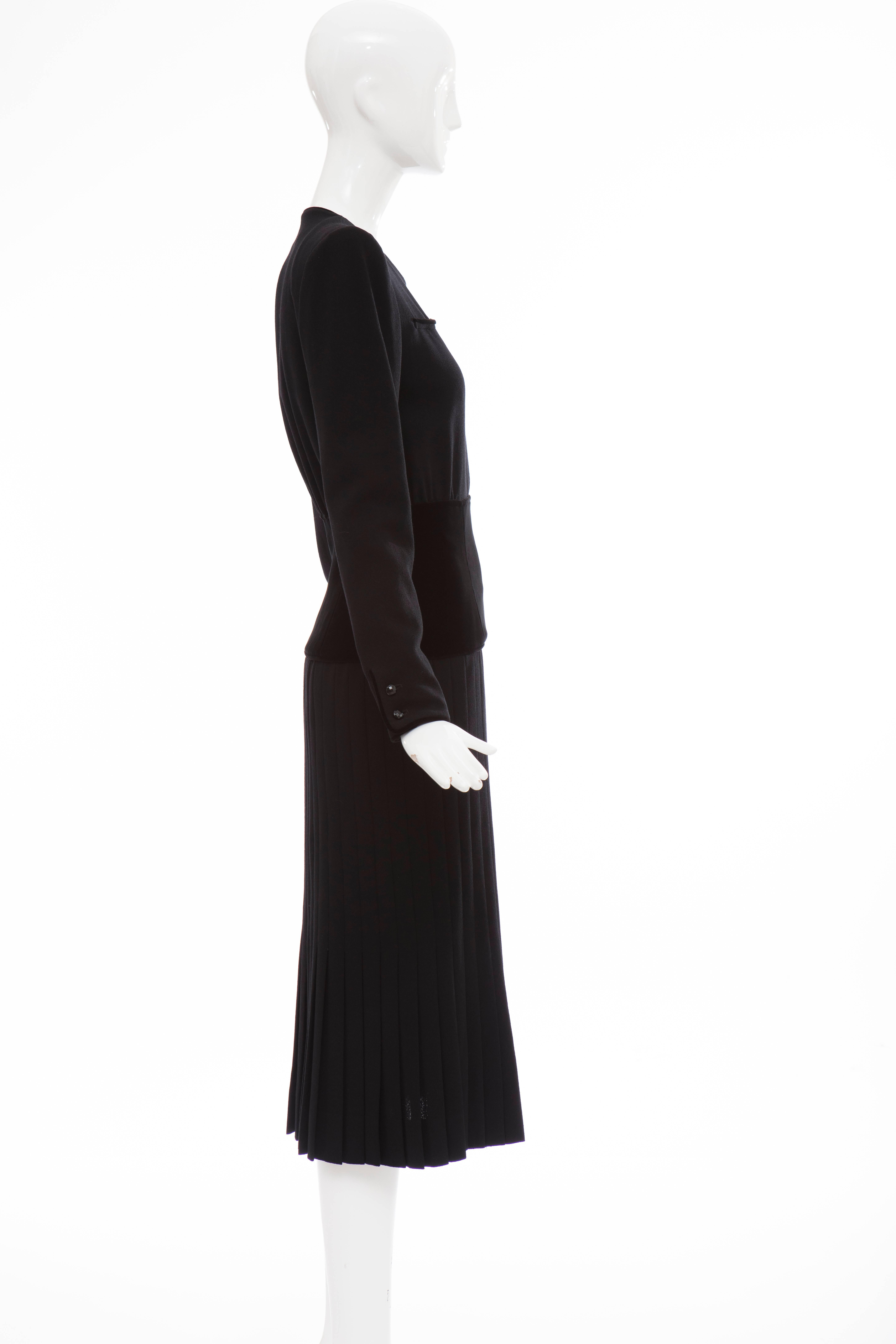 Valentino Black Wool Crepe And Velvet Evening Dress, Circa 1980's For Sale 2