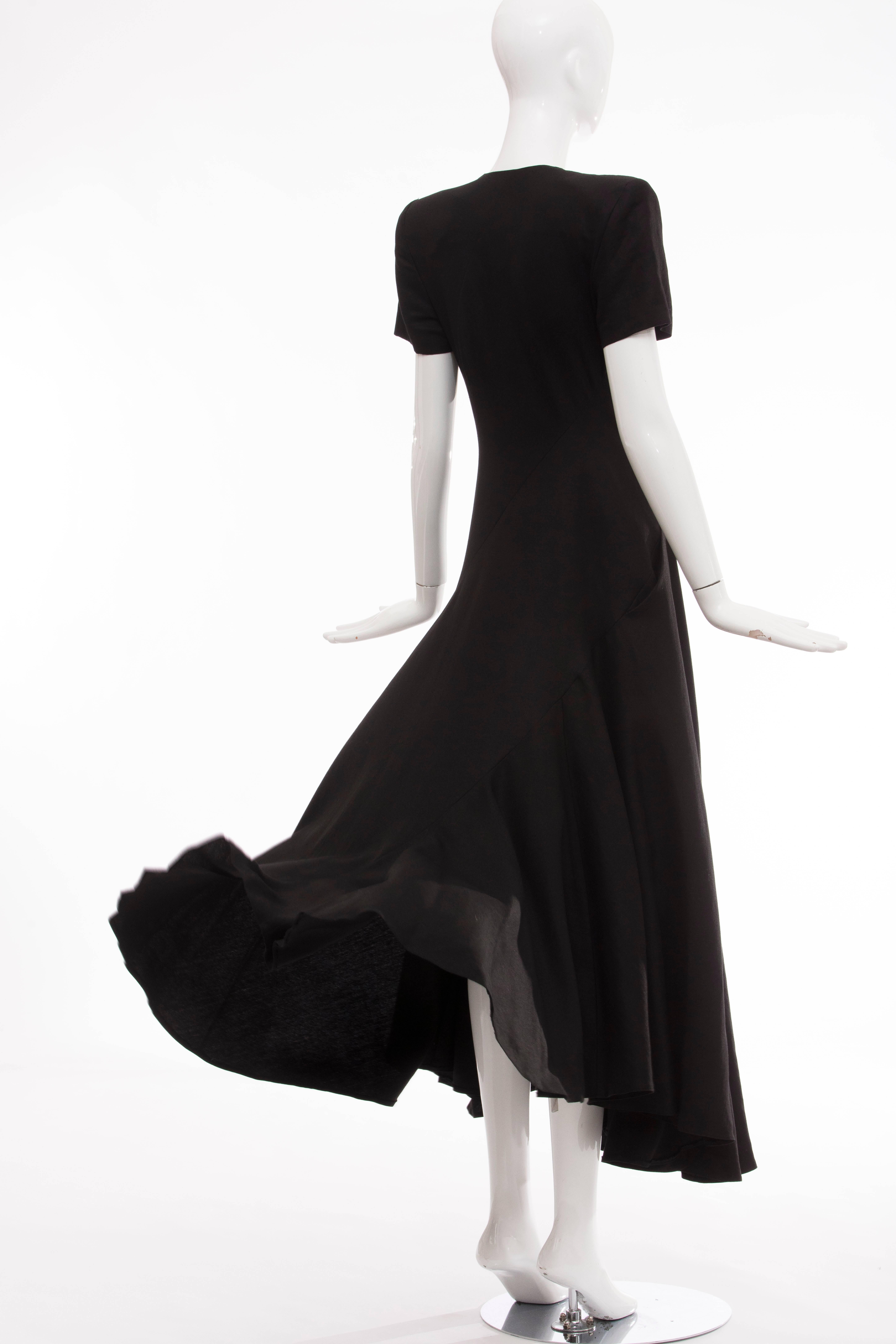 Olivier Theyskens Runway Black Linen Acetate Short Sleeve Dress, Spring 1999 1