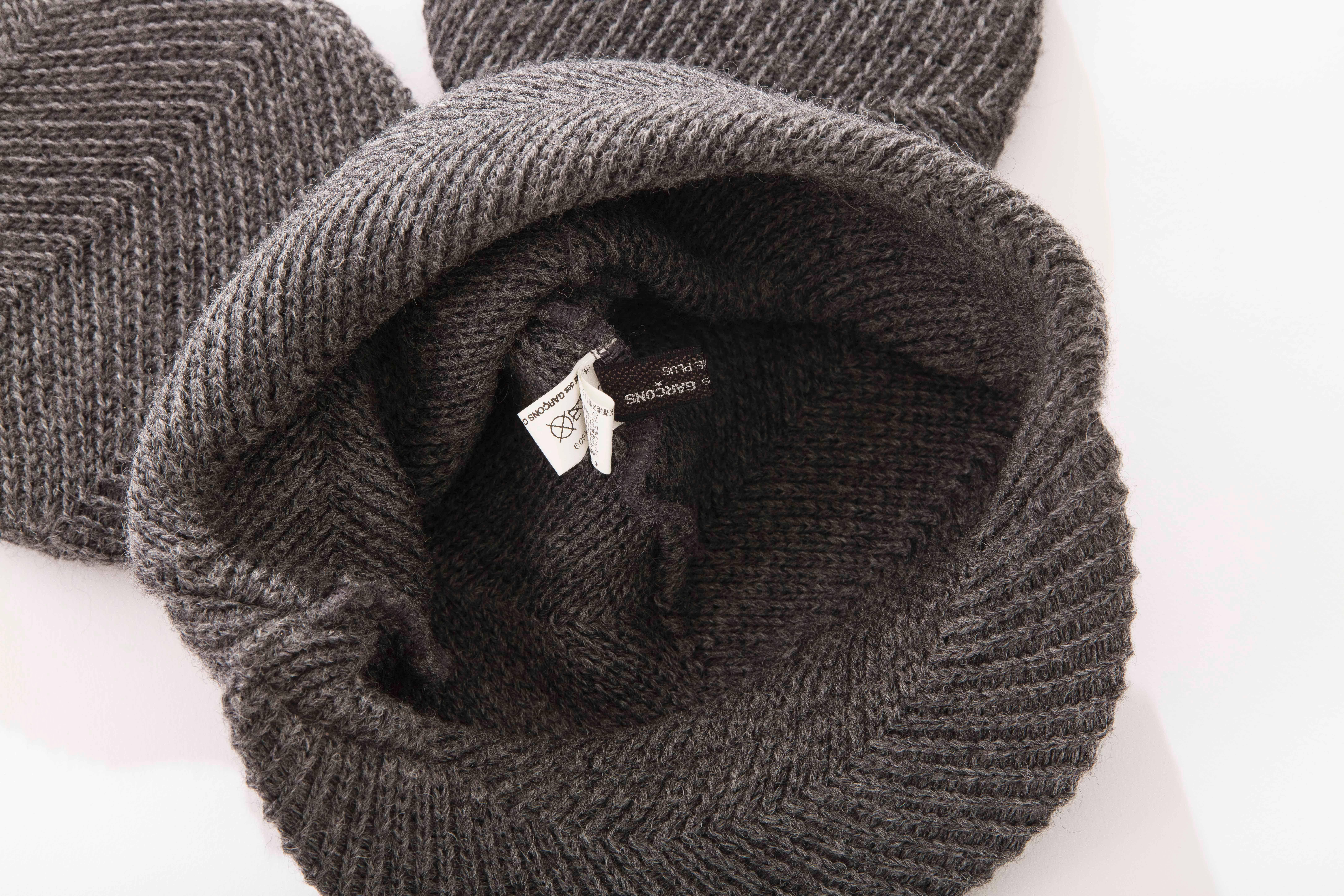 Comme des Garcons Stephen Jones Grey Wool Herringbone Mouse Ears Hat, Fall 2013 1