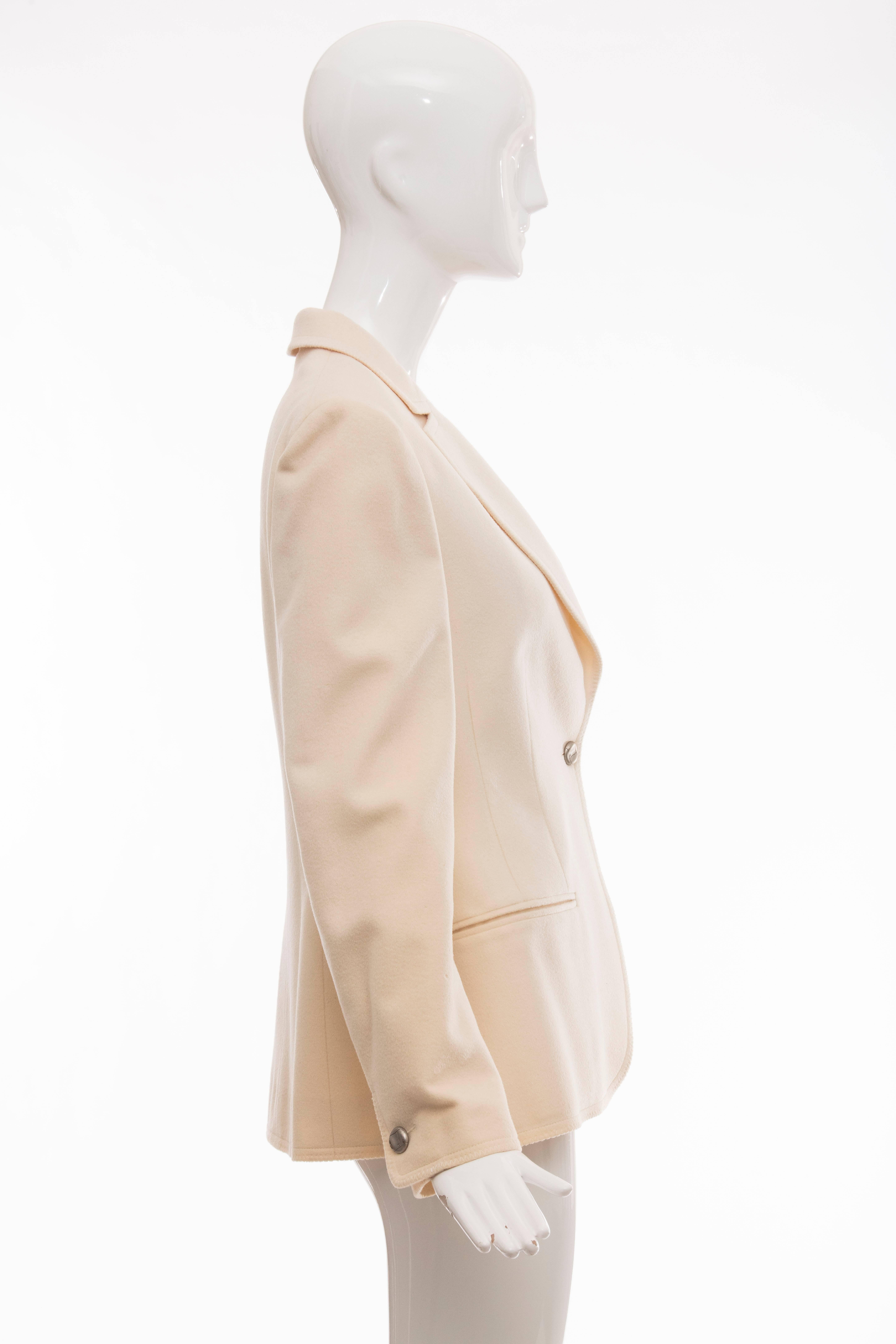 Women's Chanel Cream Wool Button Front Jacket,  Pre - Fall 1998 For Sale