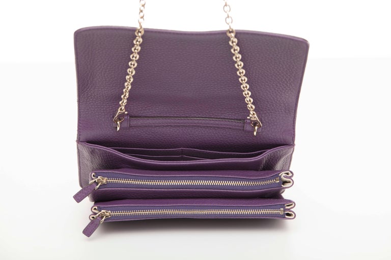 Gucci Amethyst Leather Wallet On Chain Shoulder Bag For Sale at 1stdibs