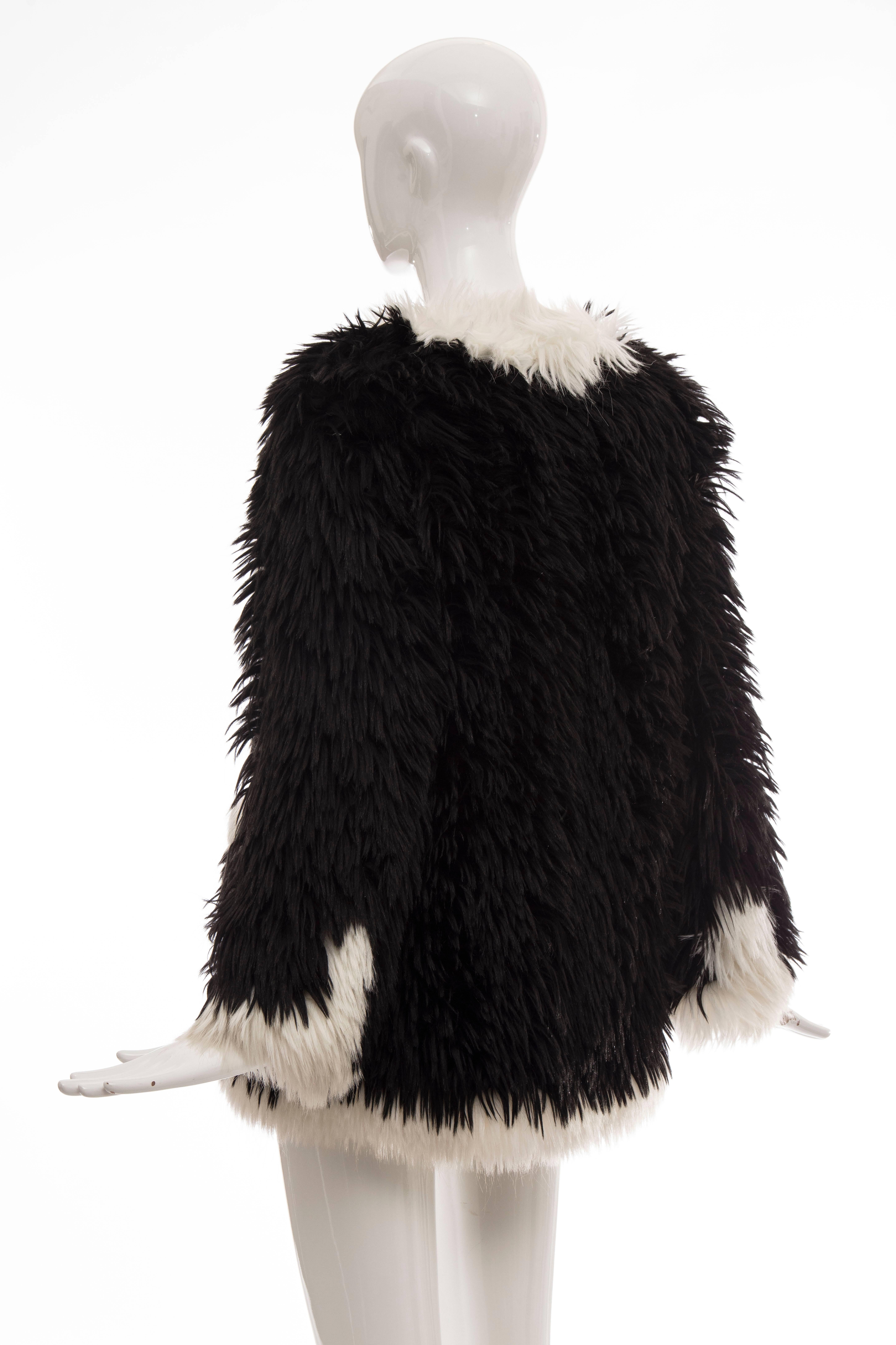 Chanel Runway Black With White Trim Faux Fur Jacket, Fall 1994 3