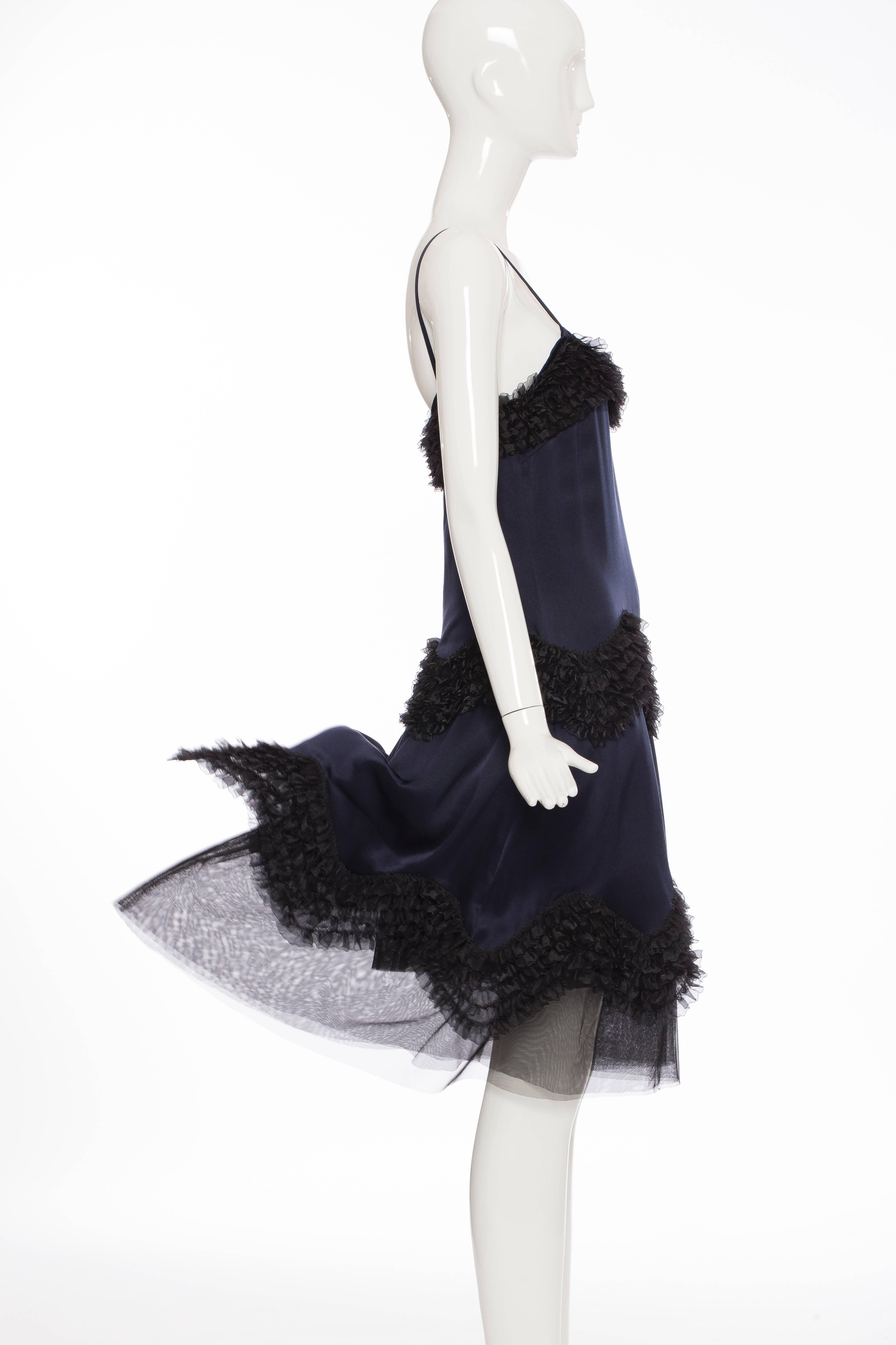 Chanel Midnight Blue Silk Satin & Black Chiffon Evening Dress, Pre - Fall 2004 1