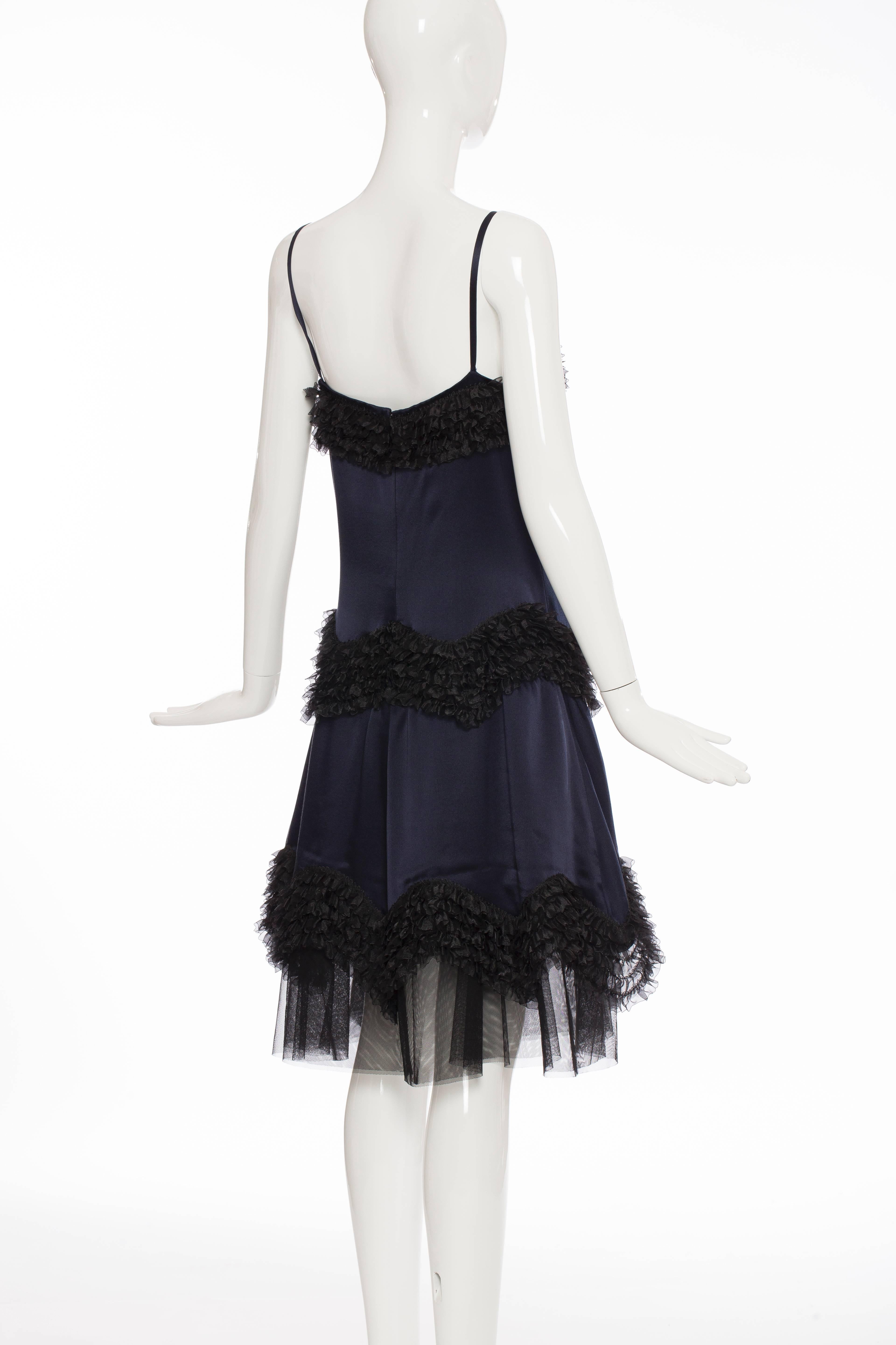 Chanel Midnight Blue Silk Satin & Black Chiffon Evening Dress, Pre - Fall 2004 4
