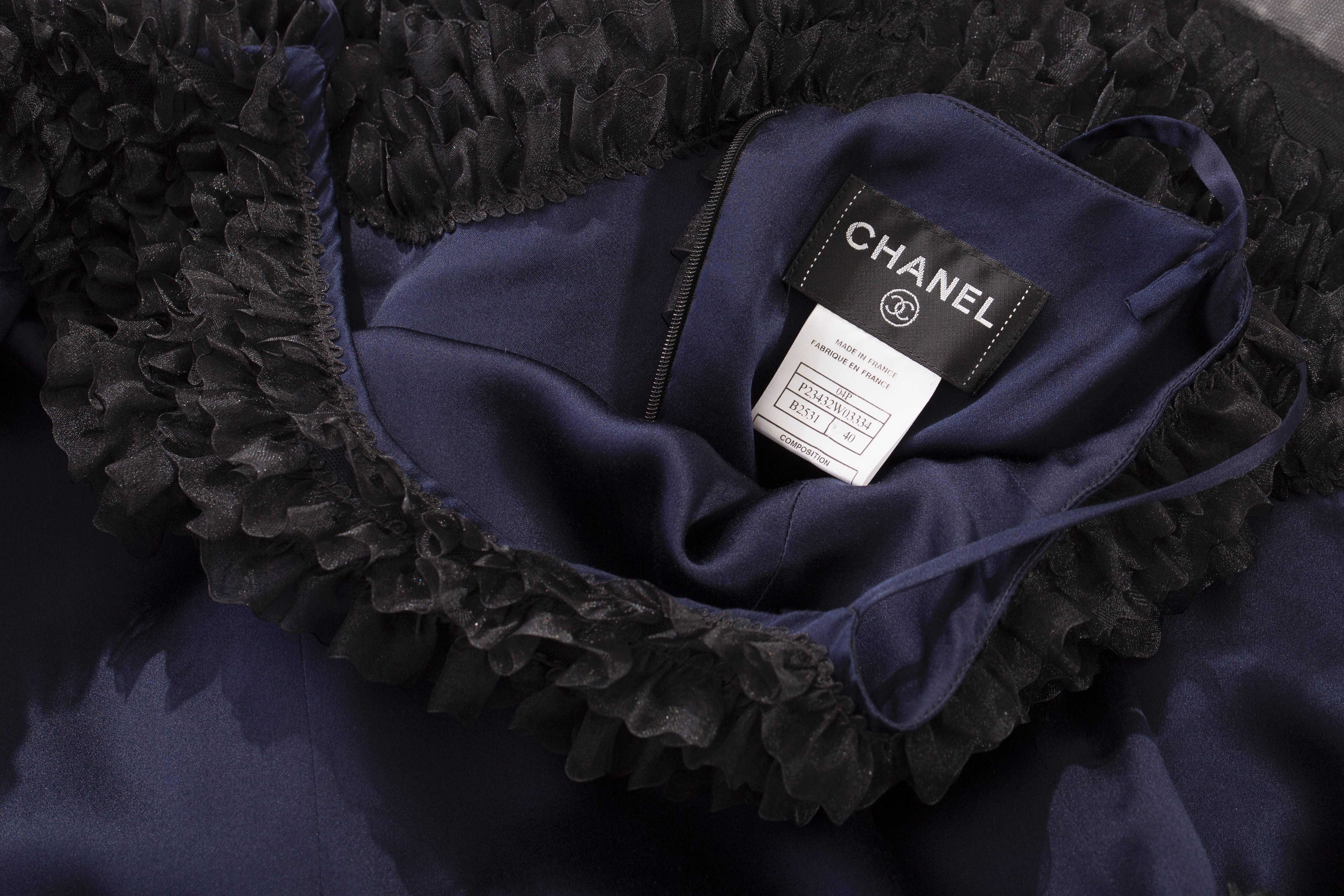 Chanel Midnight Blue Silk Satin & Black Chiffon Evening Dress, Pre - Fall 2004 6
