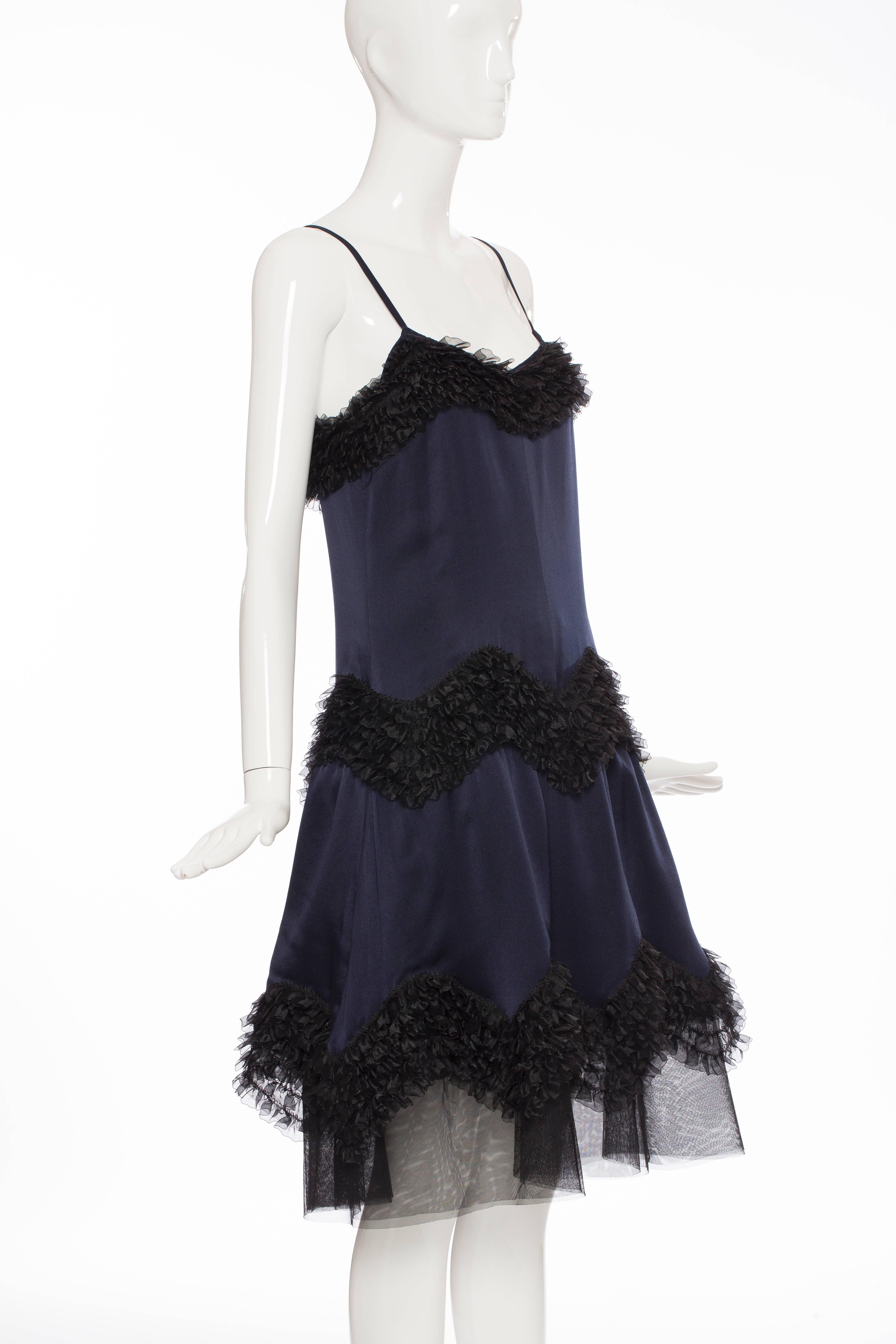 Chanel Midnight Blue Silk Satin & Black Chiffon Evening Dress, Pre - Fall 2004 3