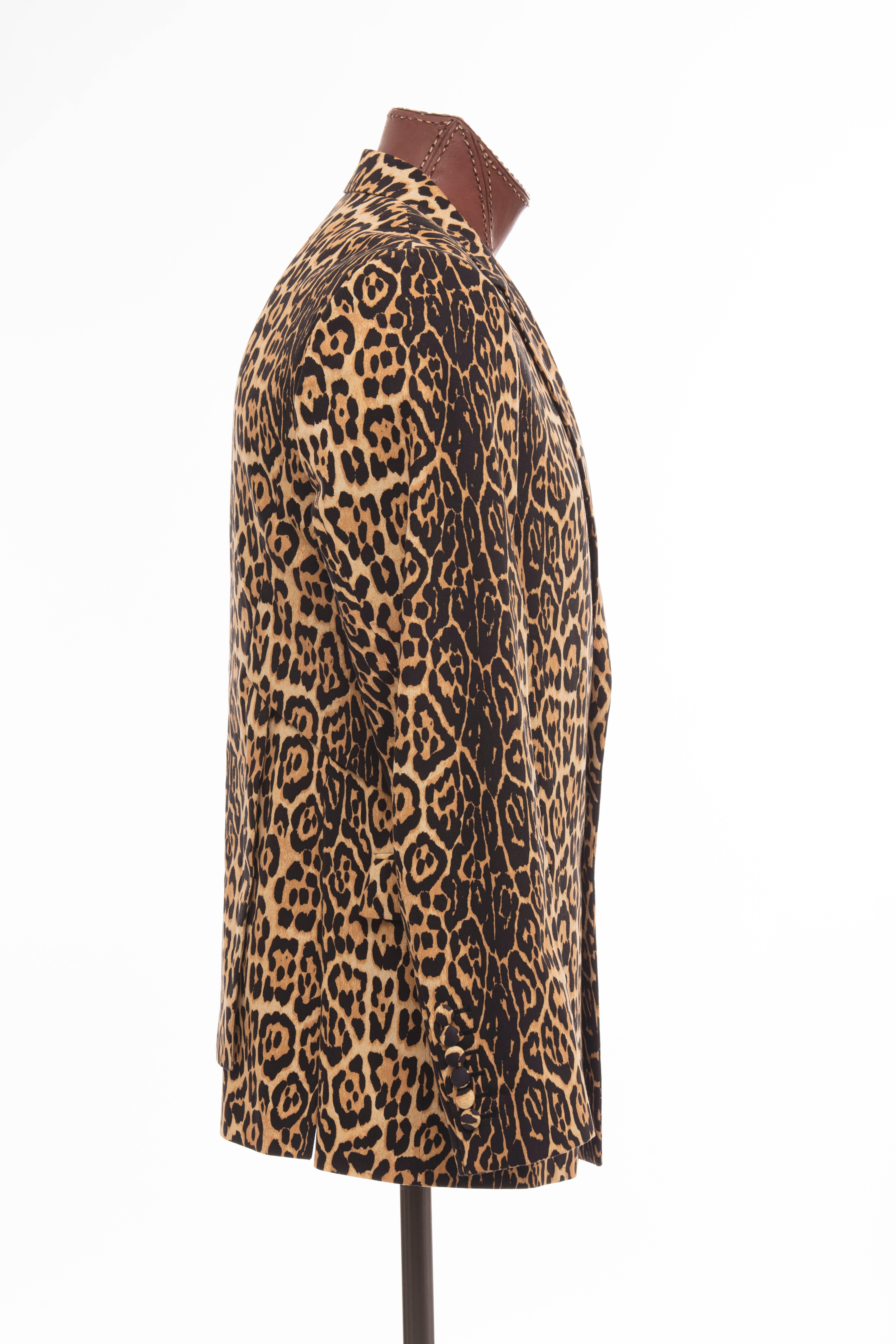 Brown Givenchy Riccardo Tisci Men's Runway Cotton Leopard Blazer, Spring 2011