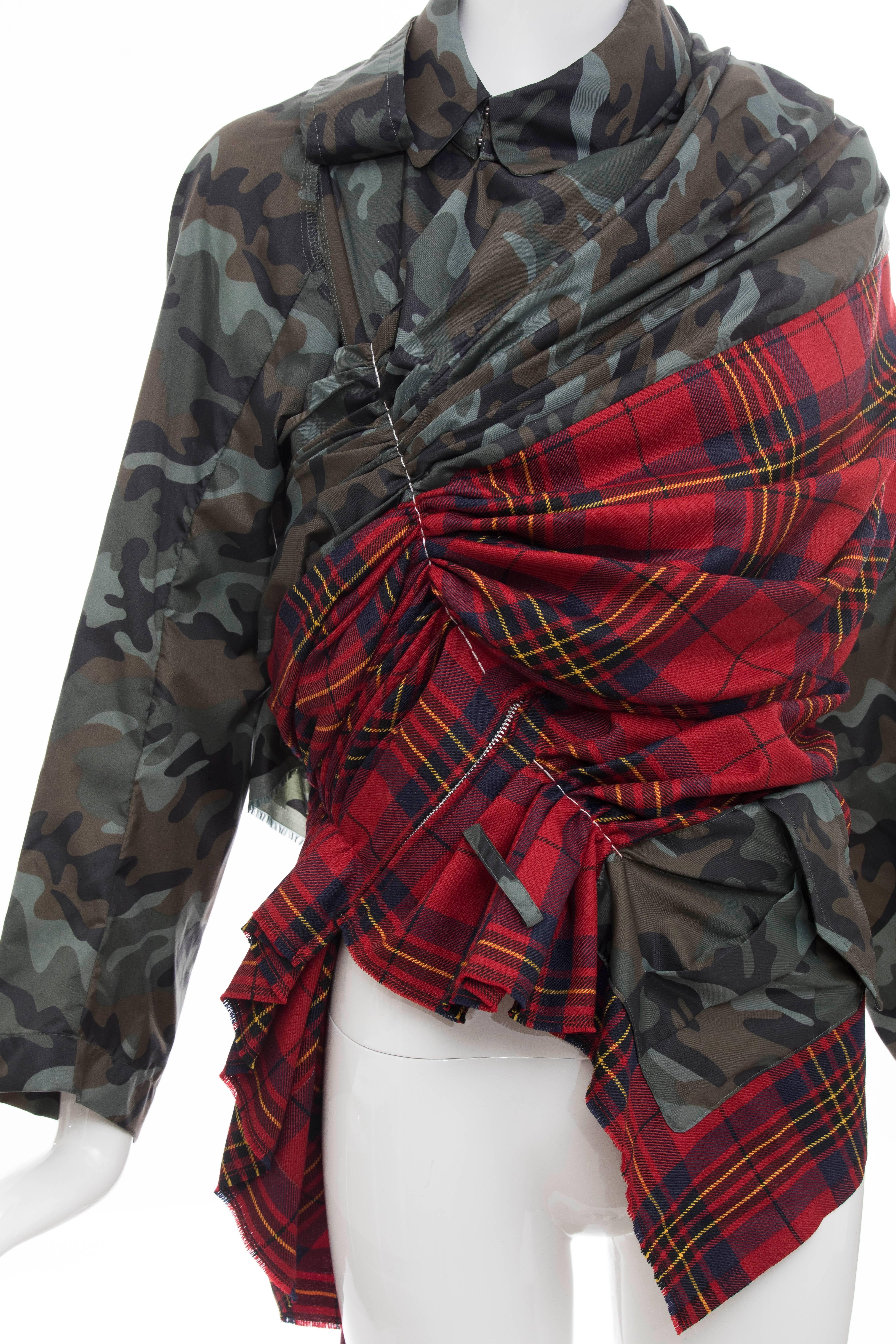 Comme des Garcons Nylon Camouflage Wool Tartan Plaid Jacket, Spring 2006  In Excellent Condition In Cincinnati, OH