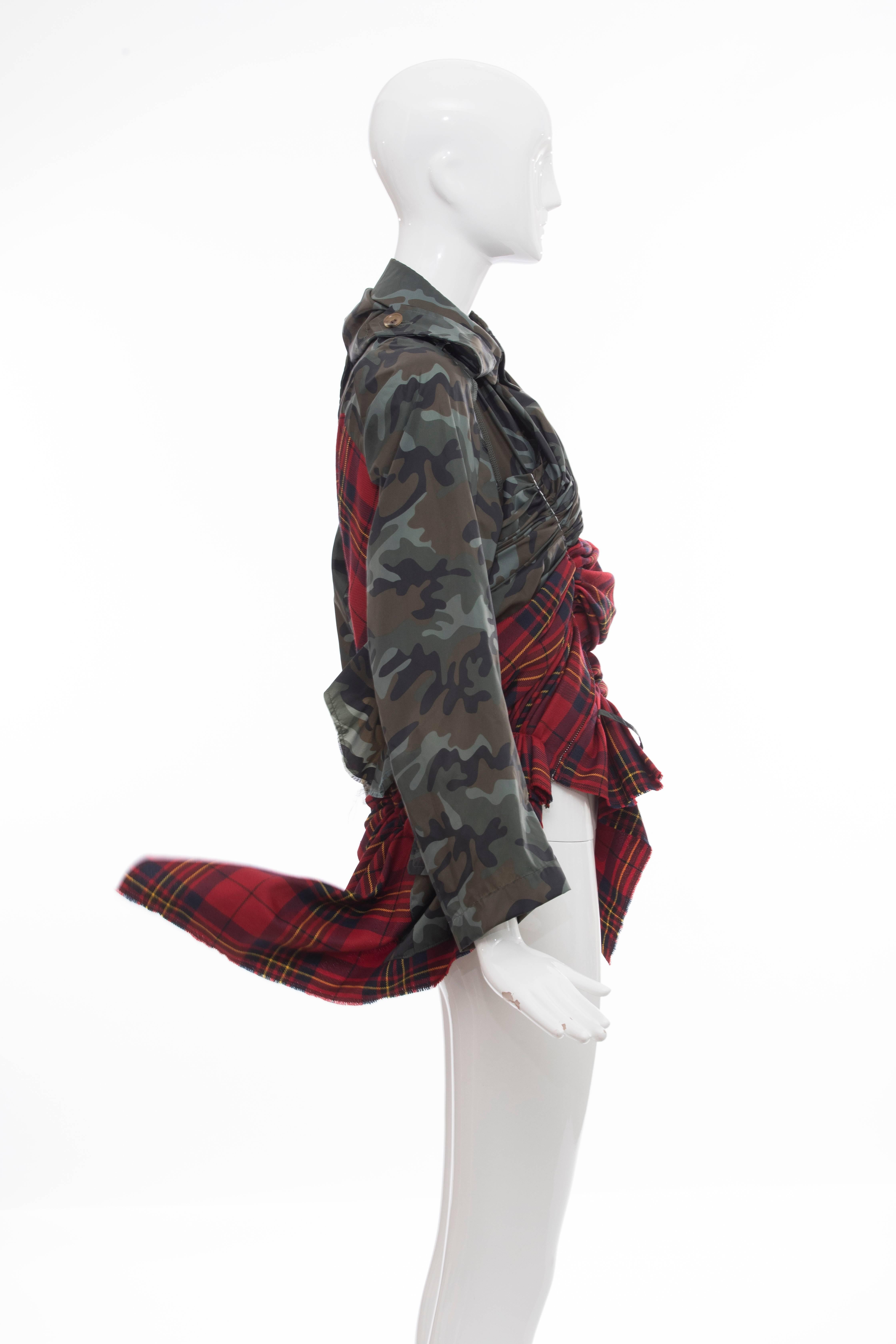 Comme des Garcons Nylon Camouflage Wool Tartan Plaid Jacket, Spring 2006  2