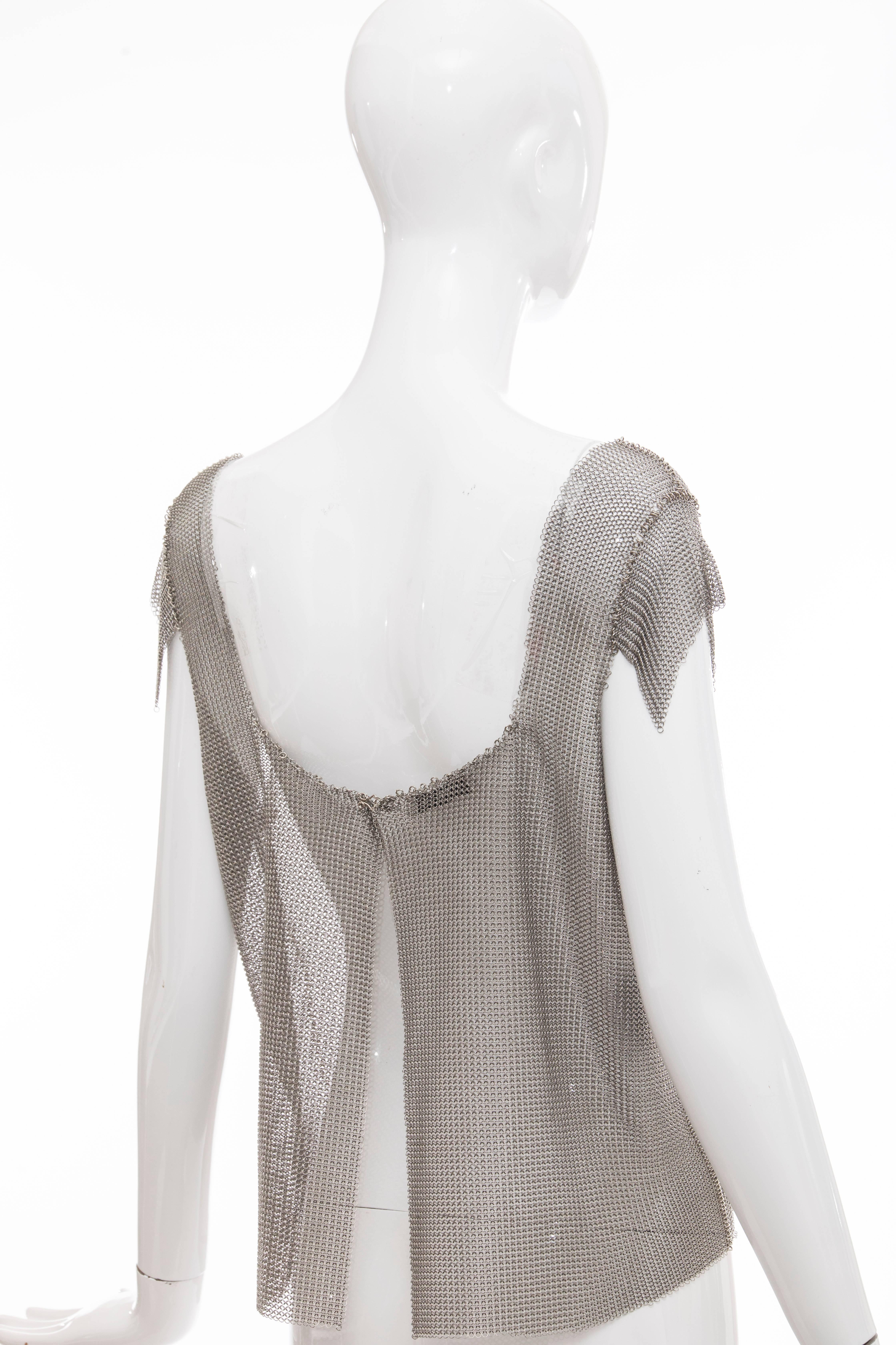 Prada Silver Chain Mail Top With Cap Sleeve, Fall 2002 1