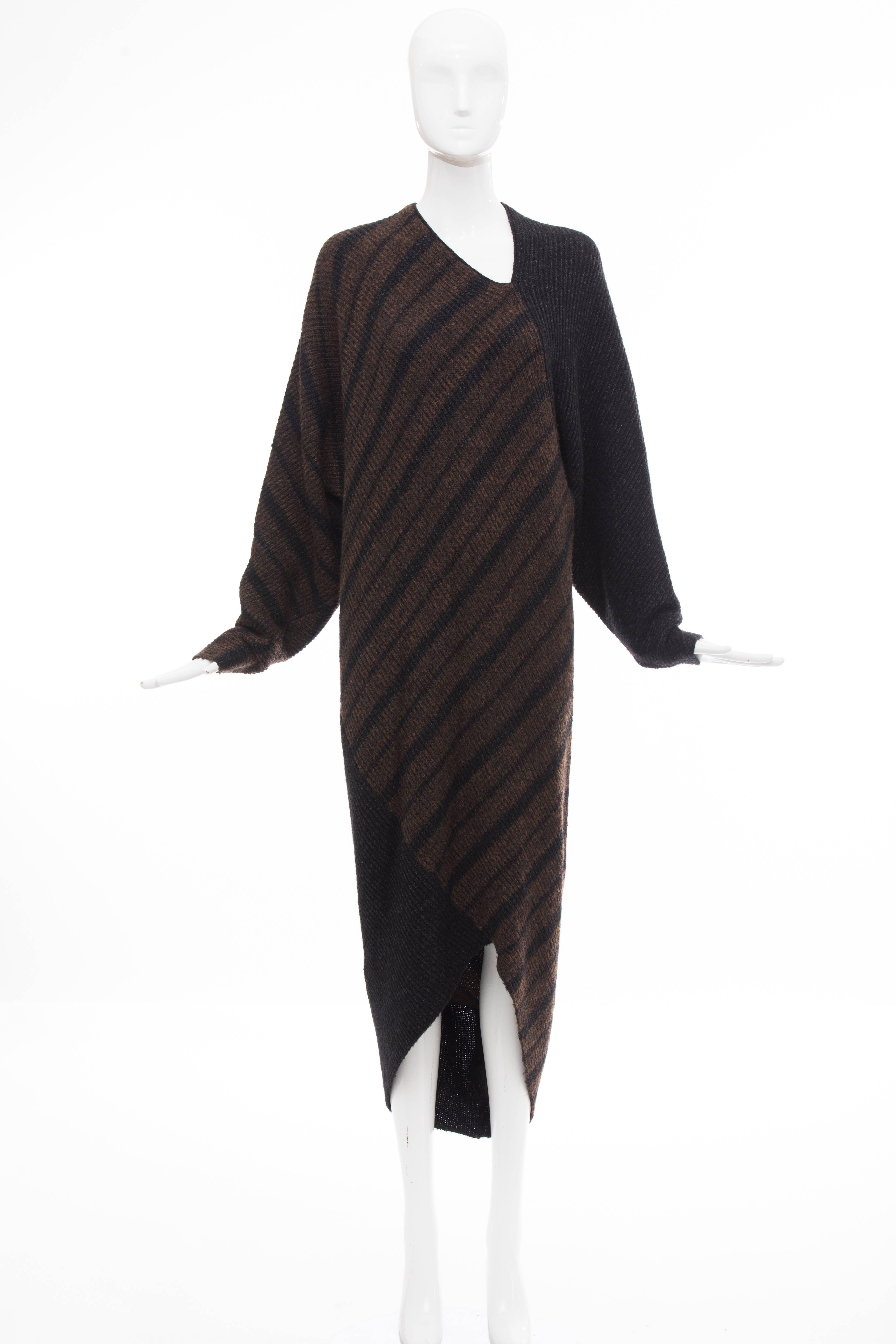 Women's Issey Miyake Striped Wool Sweater Dress Cocoon Cardigan Ensemble, Circa 1970s For Sale