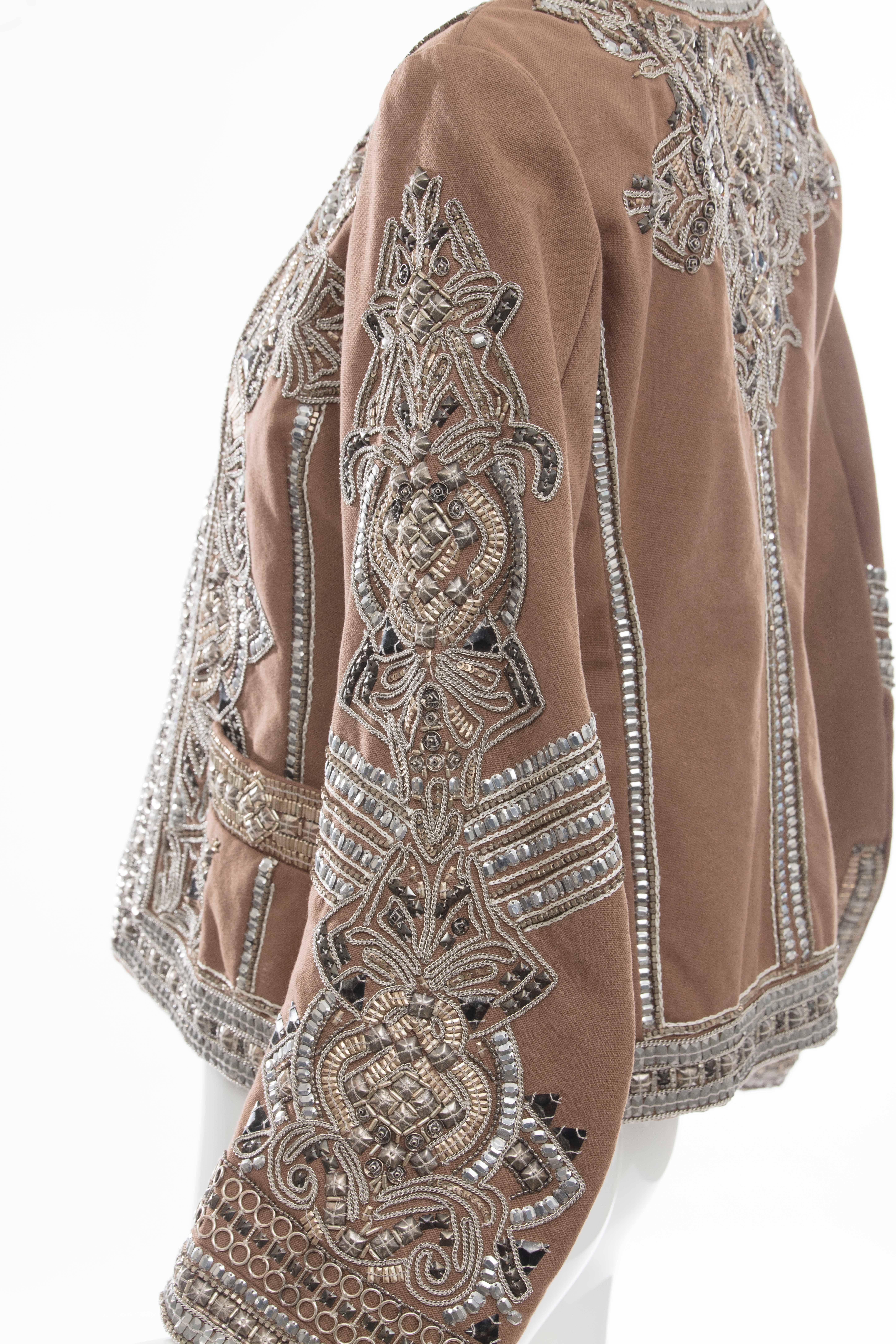 Dries Van Noten Cotton Embroidered Jacket With Silver Indian Thread, Fall 2010 For Sale 1