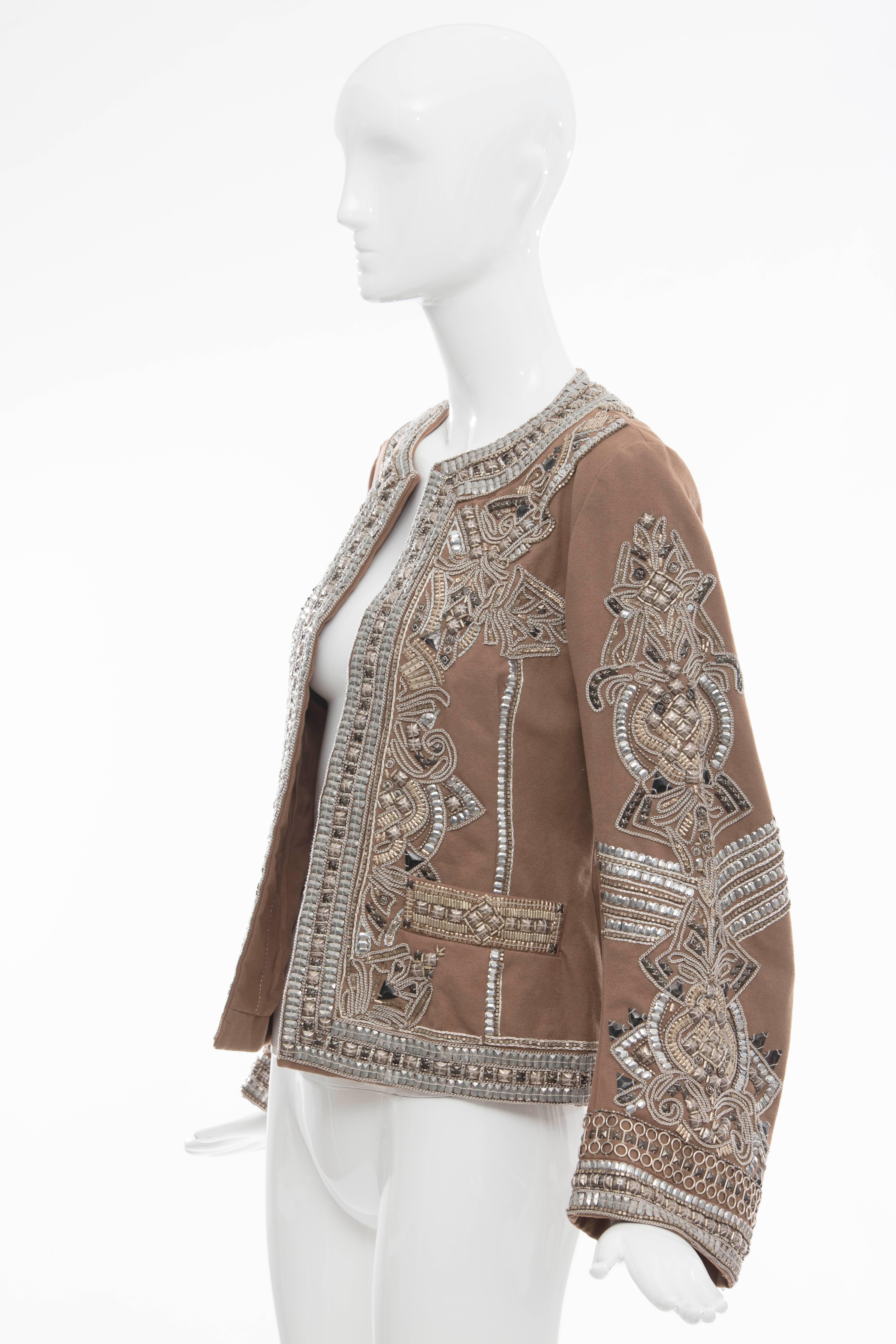 Dries Van Noten Cotton Embroidered Jacket With Silver Indian Thread, Fall 2010 For Sale 2