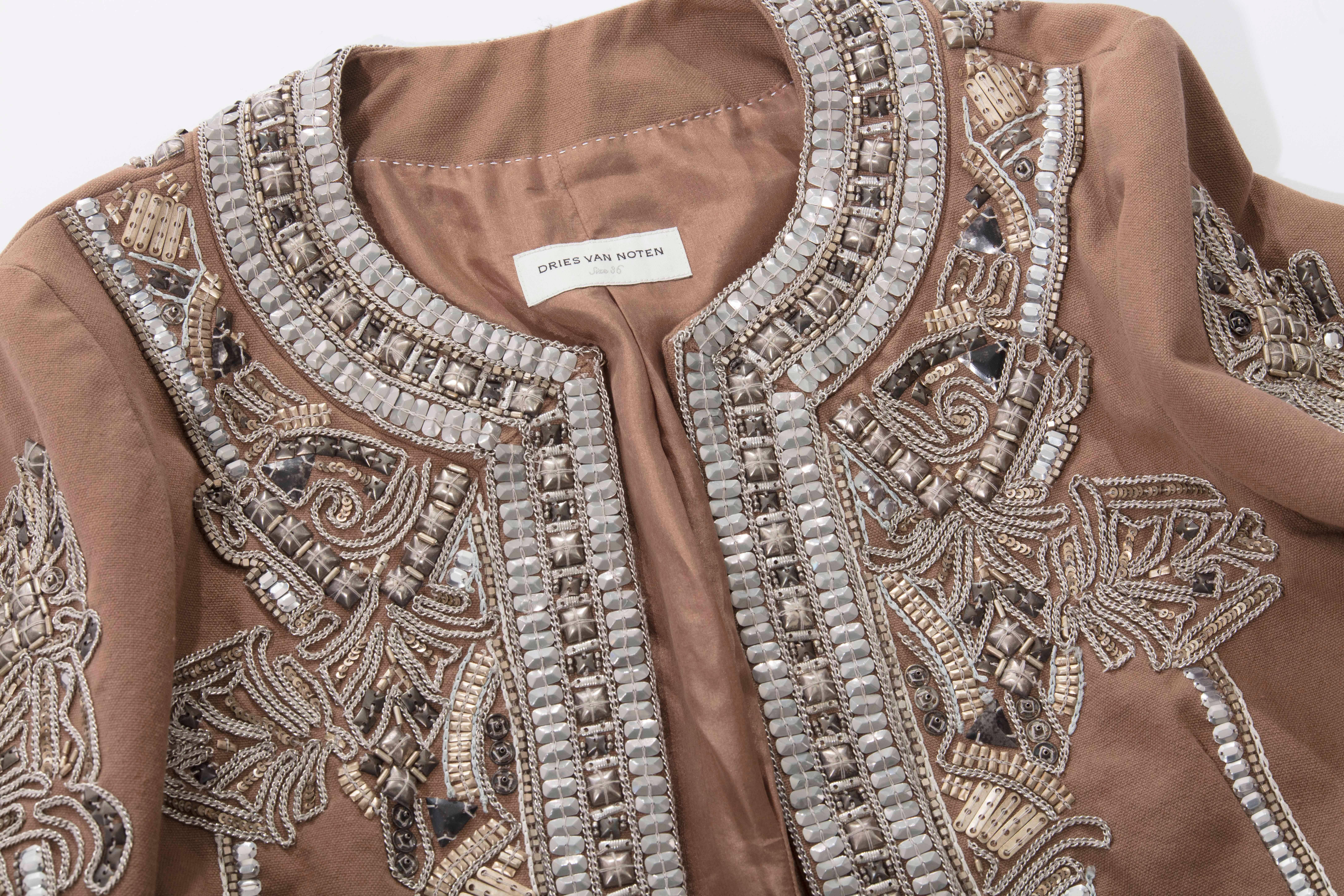 Dries Van Noten Cotton Embroidered Jacket With Silver Indian Thread, Fall 2010 For Sale 3