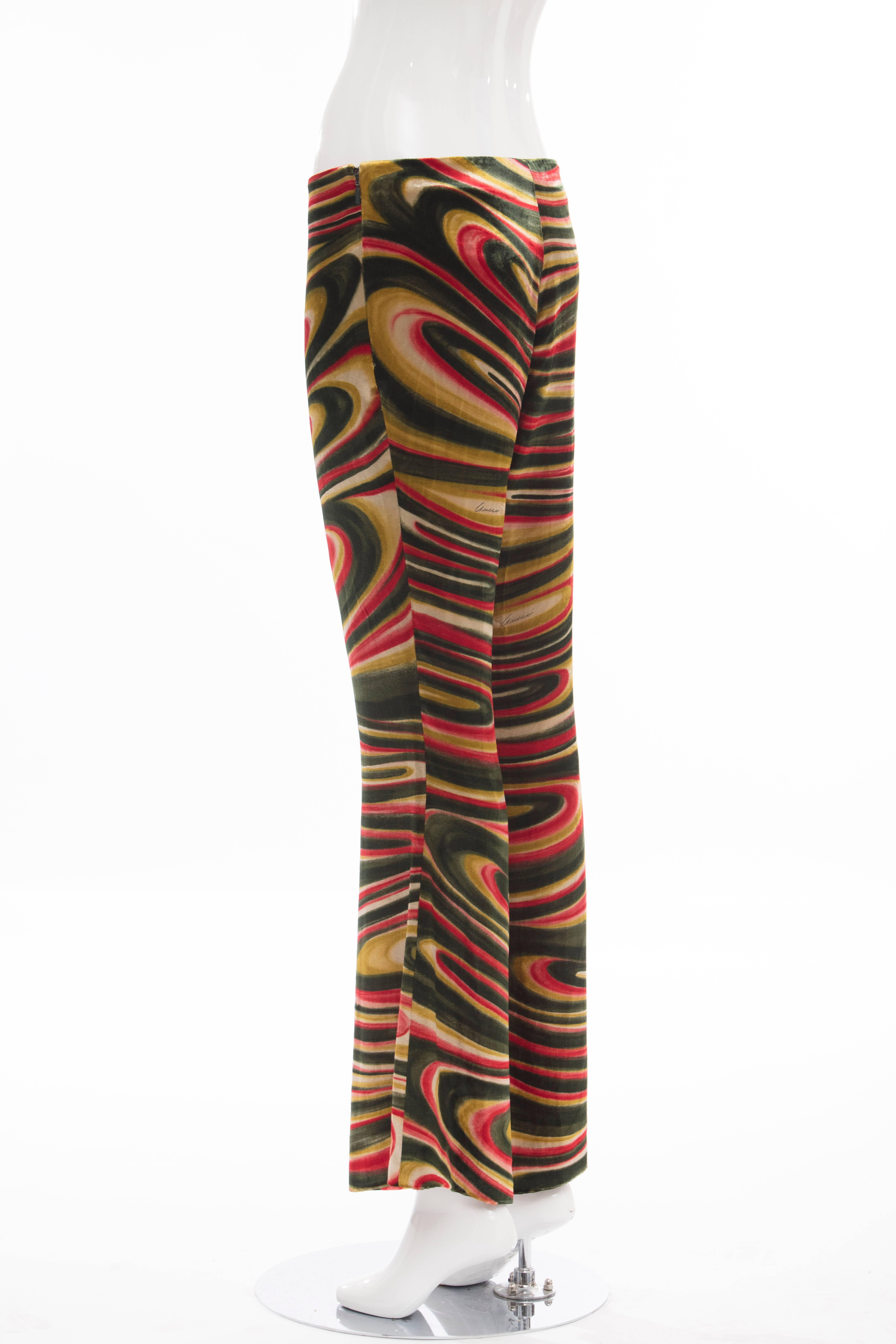 Brown Tom Ford For Gucci Silk Velvet Psychedelic Pants, Fall 1999