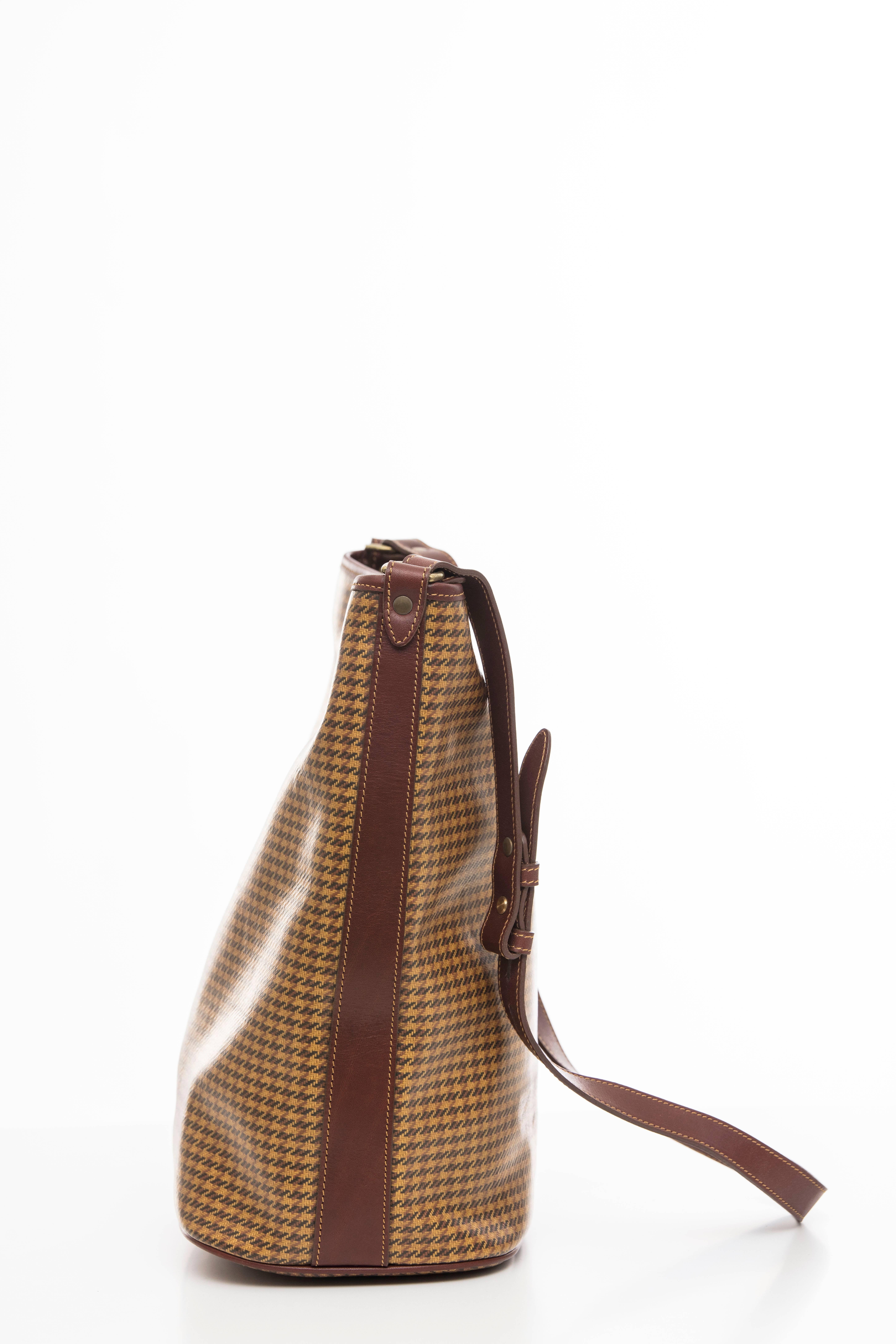 Brown Ghurka Marley Hodgson Houndstooth Check Shoulder Bag Adjustable Shoulder Strap
