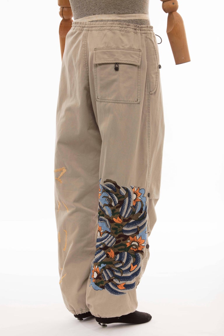 Maharishi Men''s Khaki Embroidered Cotton Trousers, Circa 2004 at 1stDibs | maharishi  pants 90s, vintage maharishi pants, maharishi embroidered pants