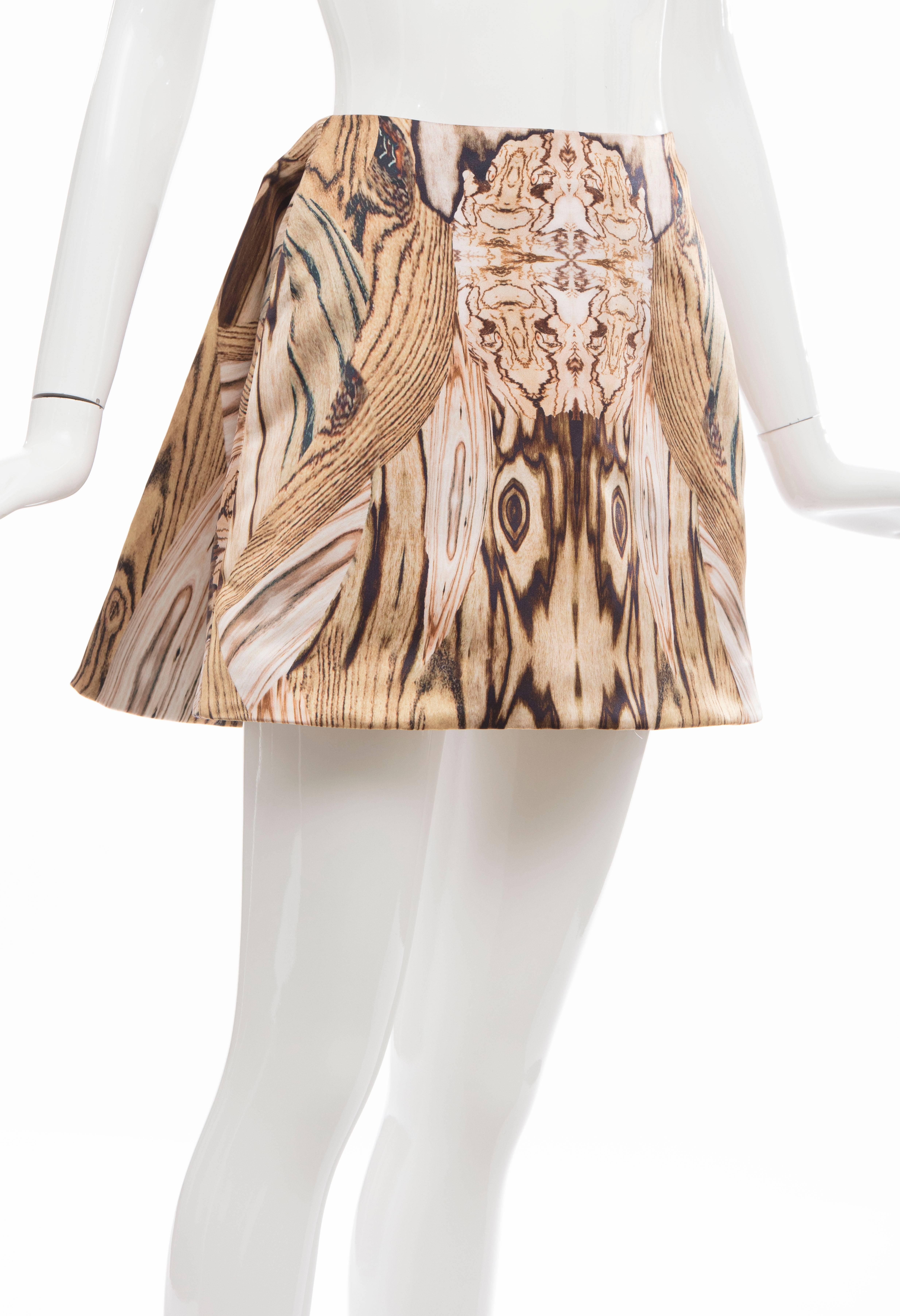 Alexander McQueen Silk Wood Grain Digital Print Mini Skirt, Spring 2009 1