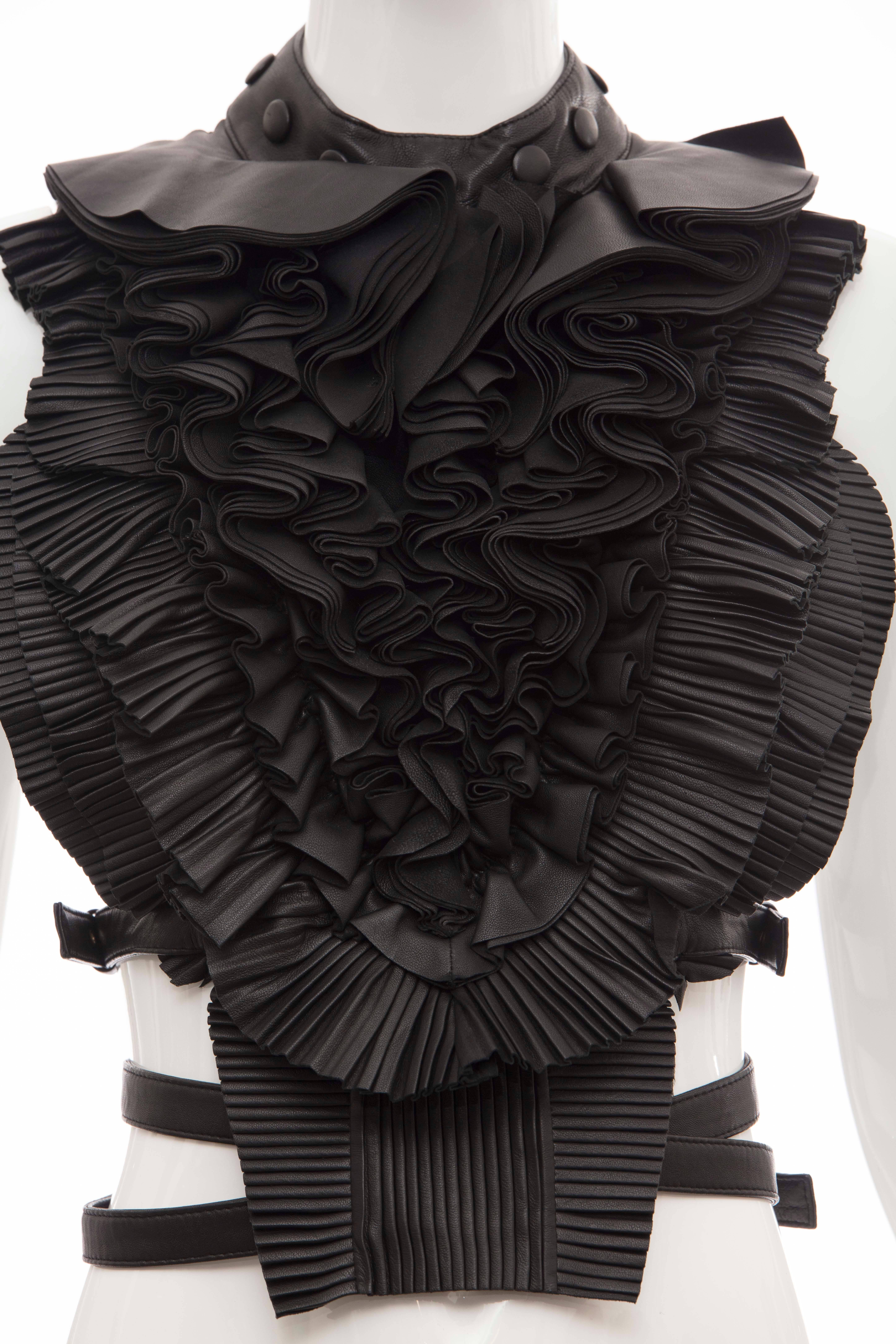 Givenchy by Riccardo Tisci Runway Black Leather Ruffled Harness Top, Spring 2011 1