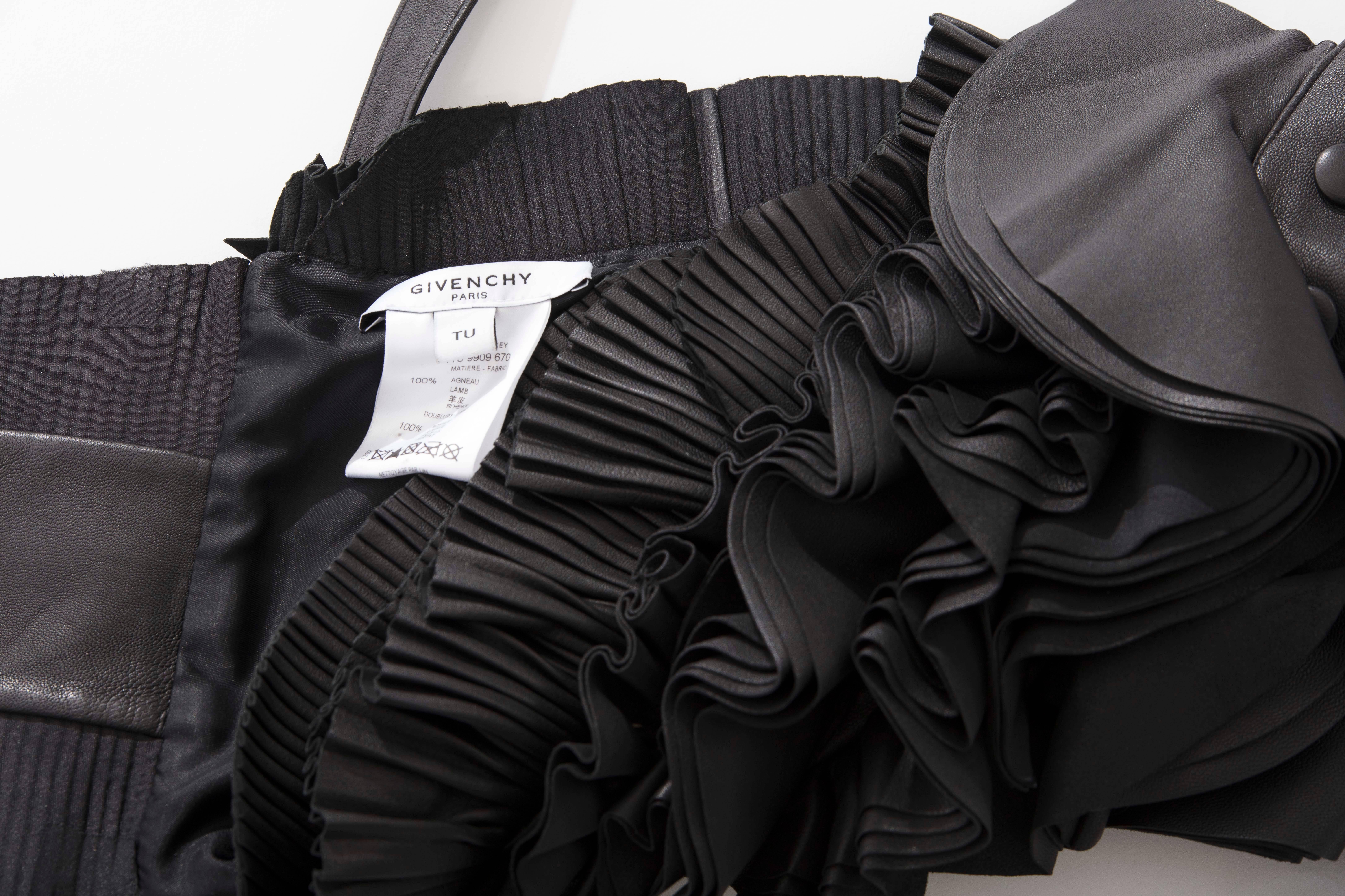 Givenchy by Riccardo Tisci Runway Black Leather Ruffled Harness Top, Spring 2011 4