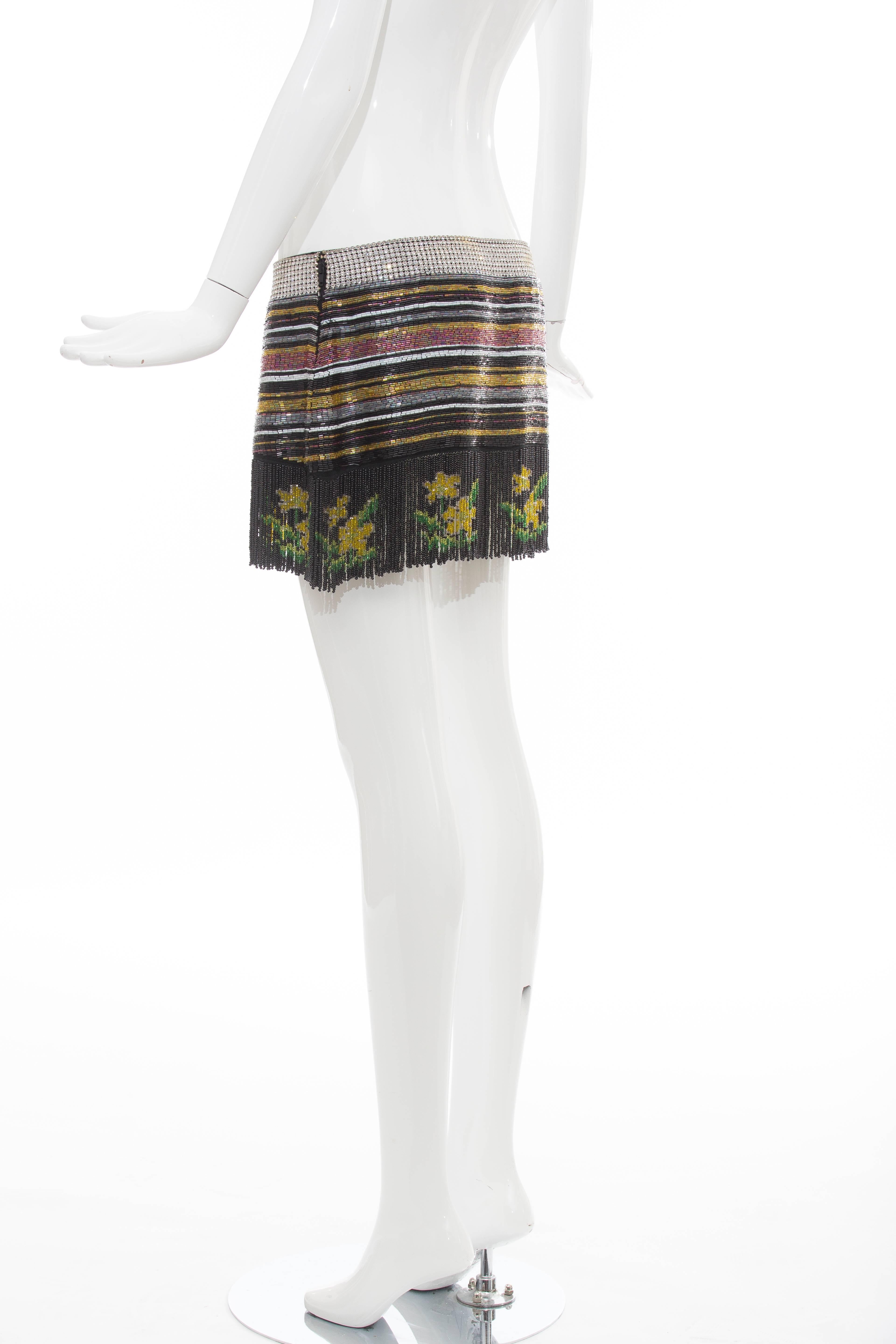 Dolce & Gabbana Silk Beaded Crystal Mini Skirt,  Spring 2000 2