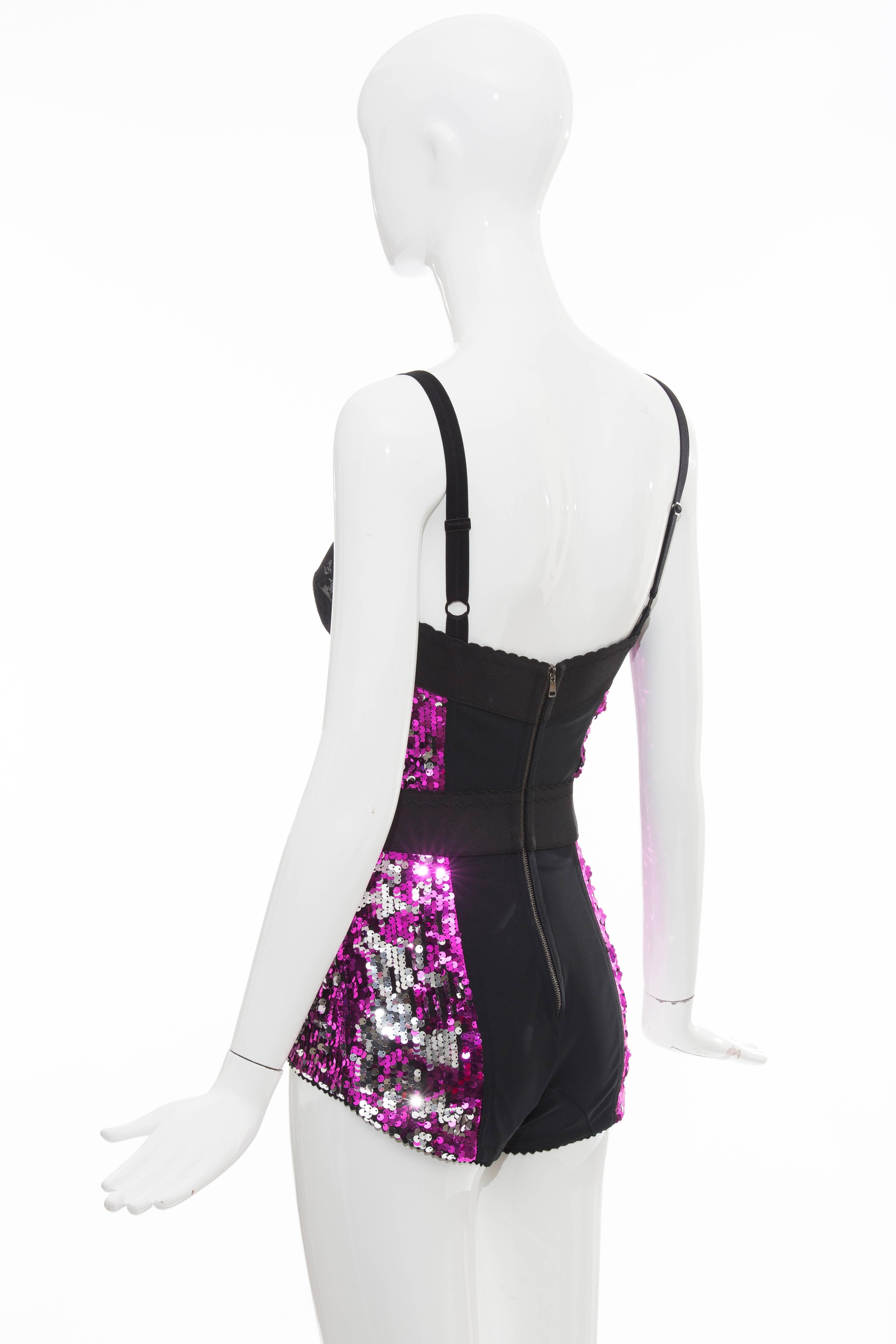Dolce & Gabbana Sequin And Lace Bustier Bodysuit, Fall 2011 In Excellent Condition In Cincinnati, OH