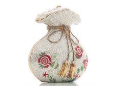 Judith Leiber Swarovski Crystal Floral Beggars Pouch Minaudiere