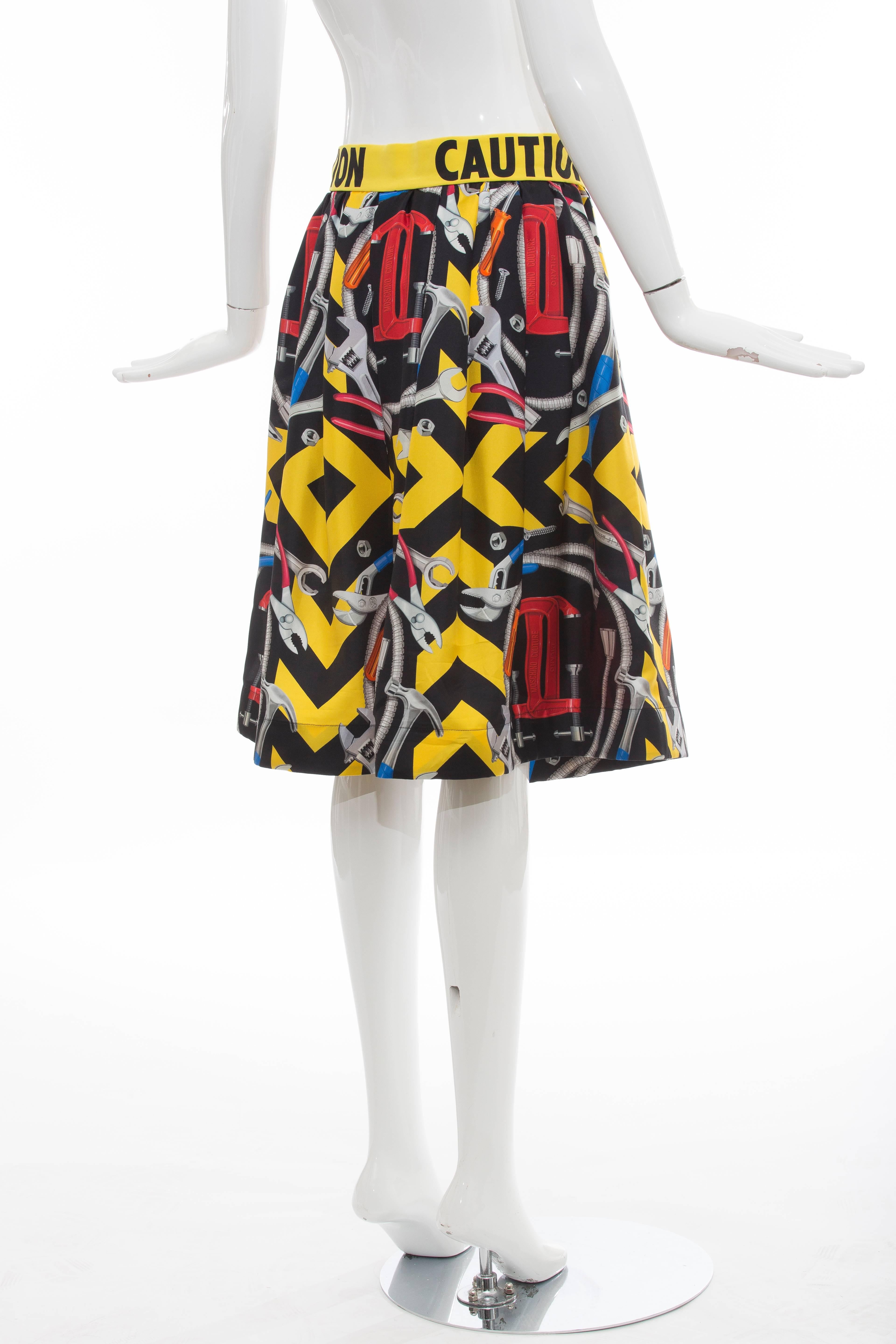 Women's Jeremy Scott For Moschino Couture Runway Silk Print Skirt, Spring 2016