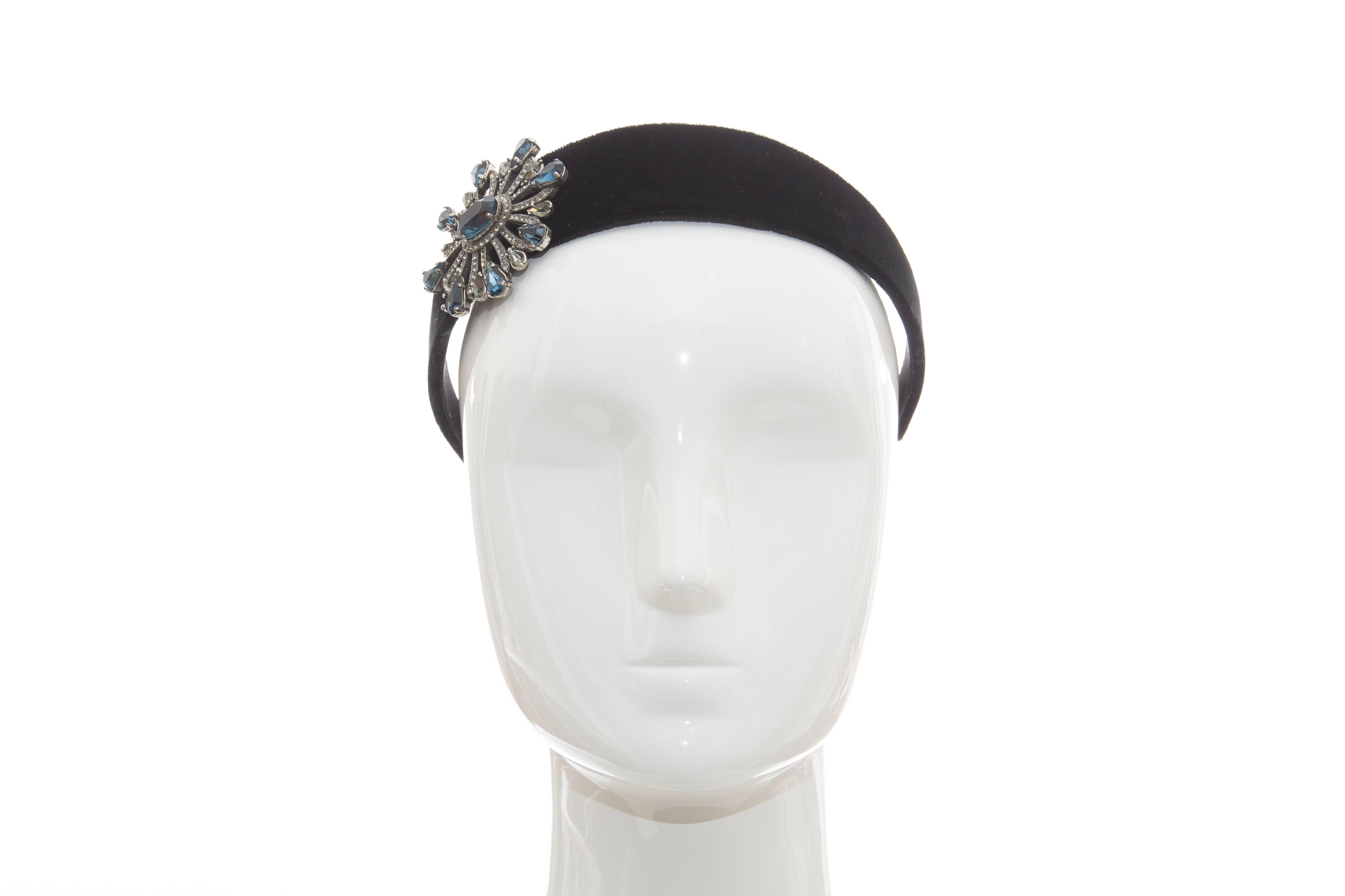  Alber Elbaz für Lanvin Laufsteg-Kopfband aus schwarzem Samt mit Kristall, Herbst 2005 im Zustand „Hervorragend“ in Cincinnati, OH