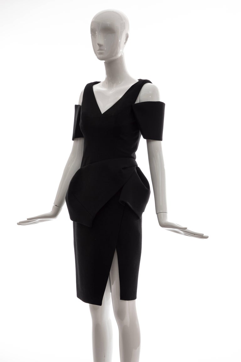 Nicolas Ghesquière For Balenciaga Runway Black Wool Structured Dress ...