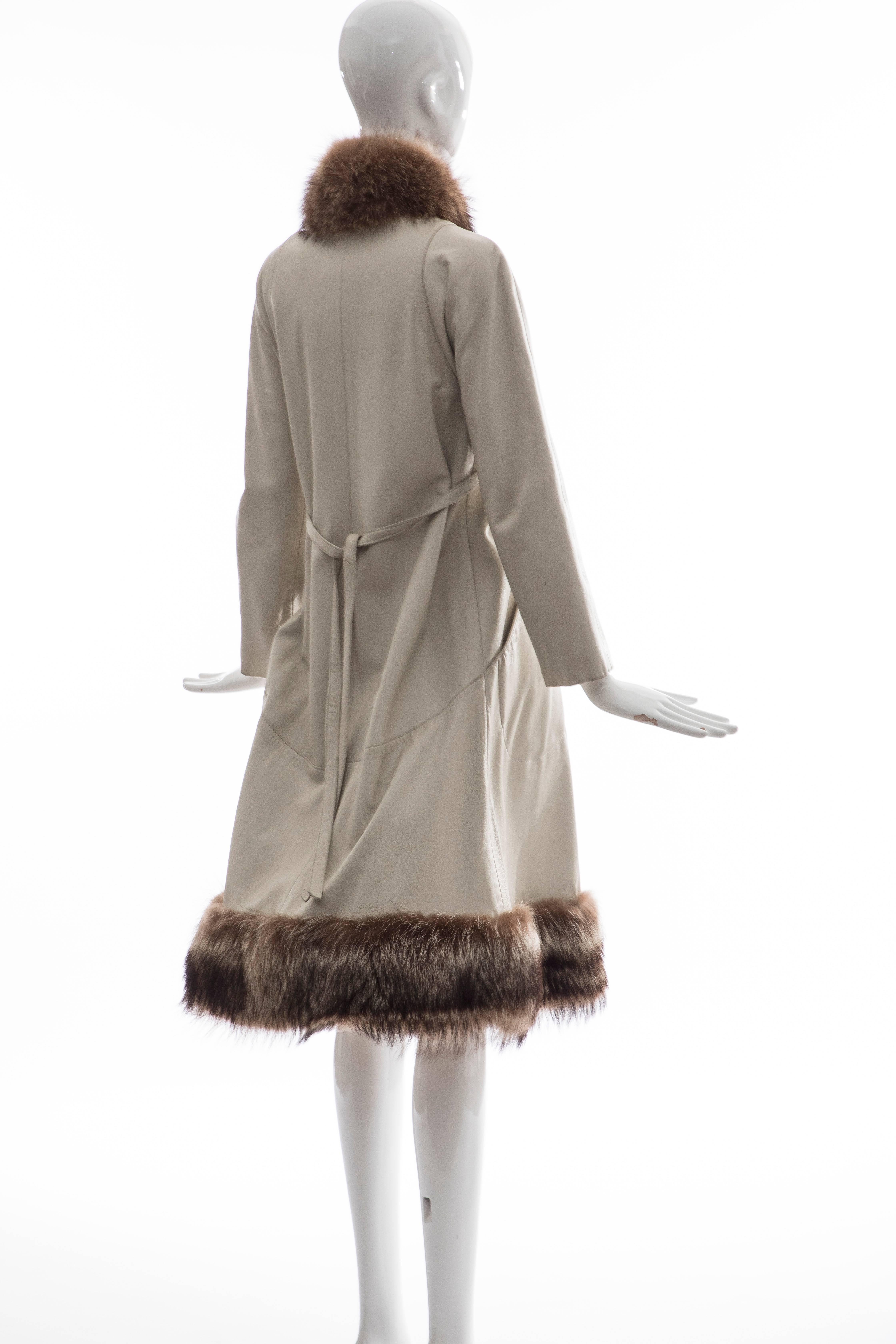 Bonnie Cashin For Sills Leather Coat With Fur Trim, Circa 1960s For Sale 3