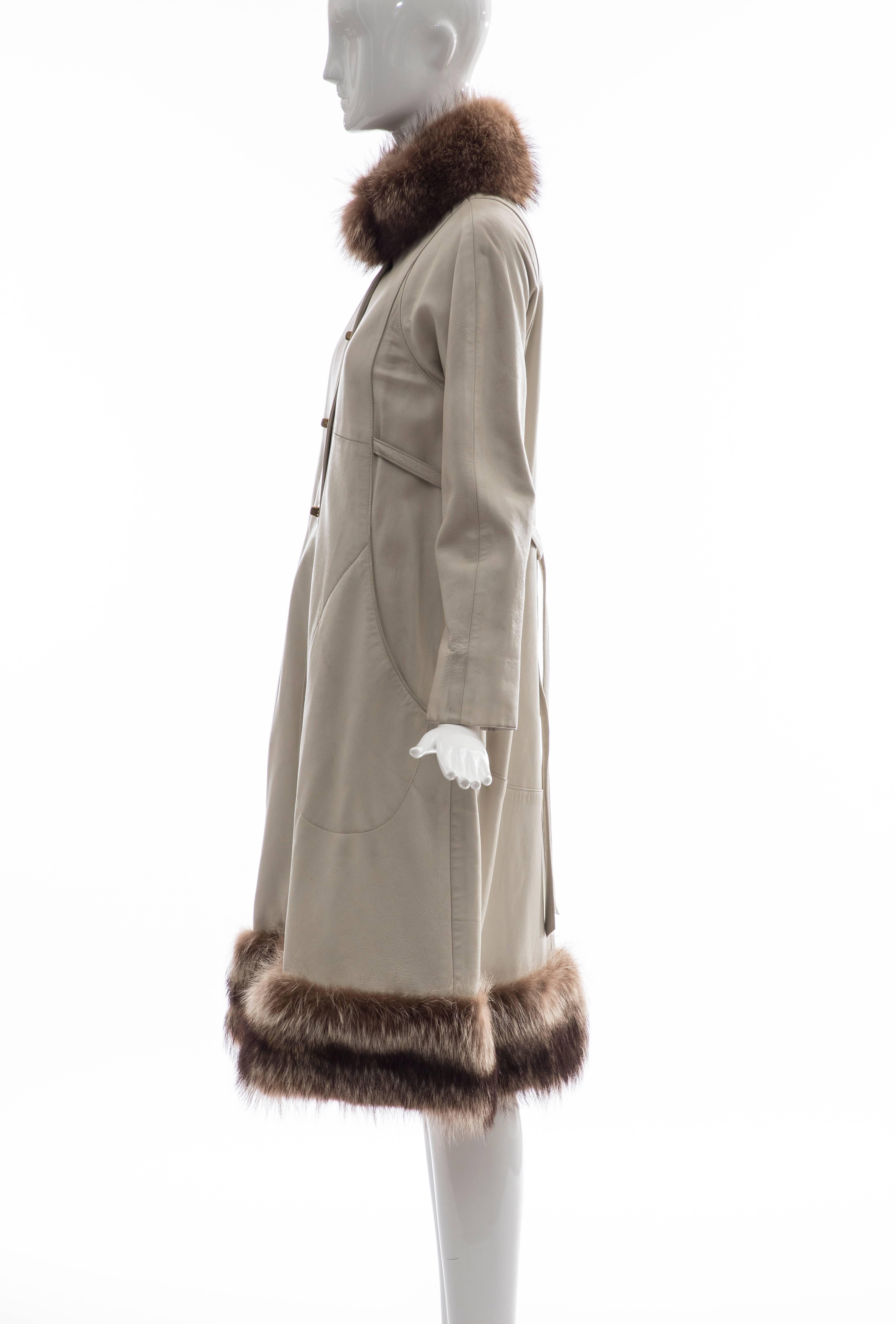 Bonnie Cashin For Sills Leather Coat With Fur Trim, Circa 1960s For Sale 4