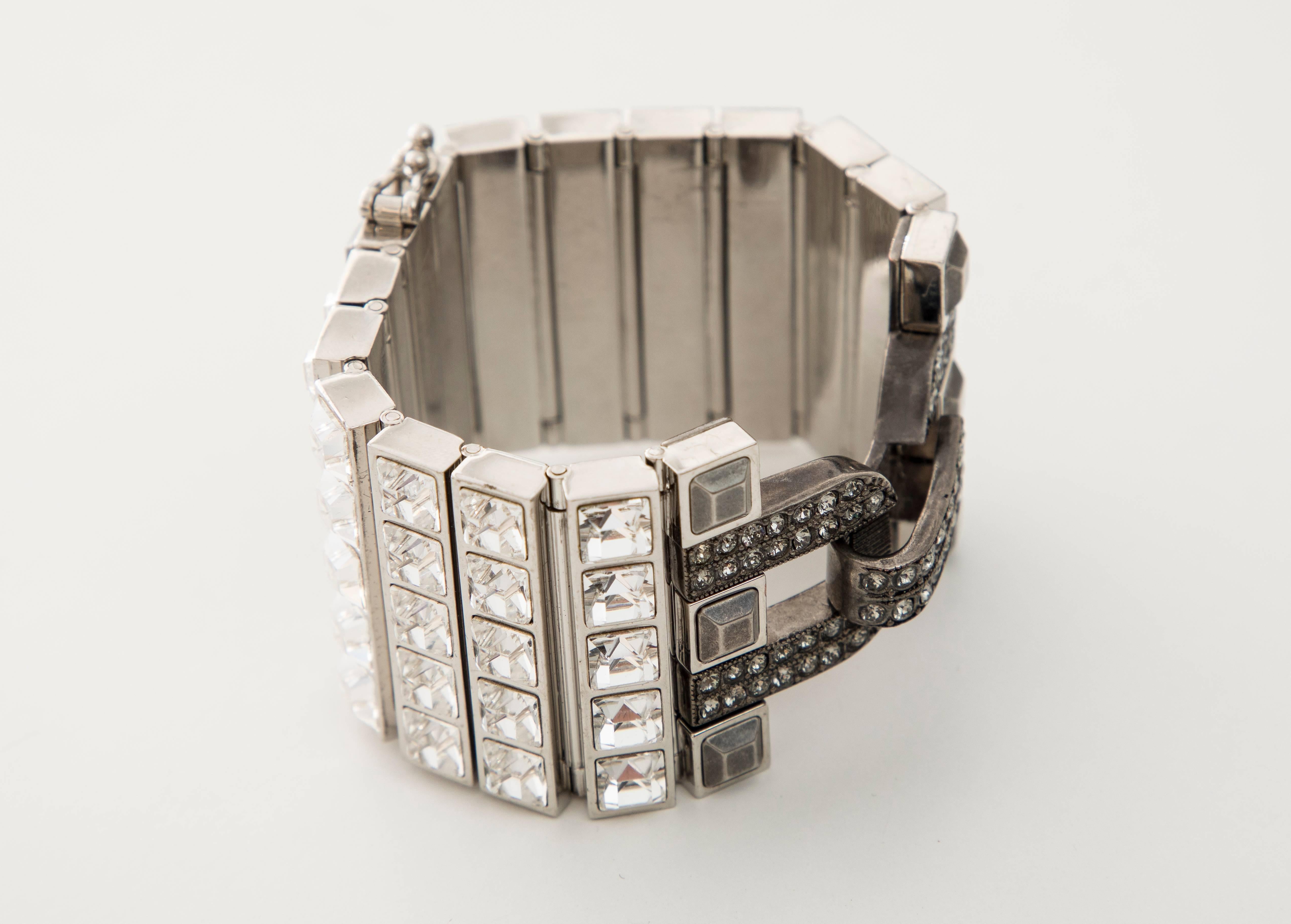 Alber Elbaz for Lanvin Faceted Crystal & Antique Stud Bracelet, Spring 2016 In Excellent Condition For Sale In Cincinnati, OH