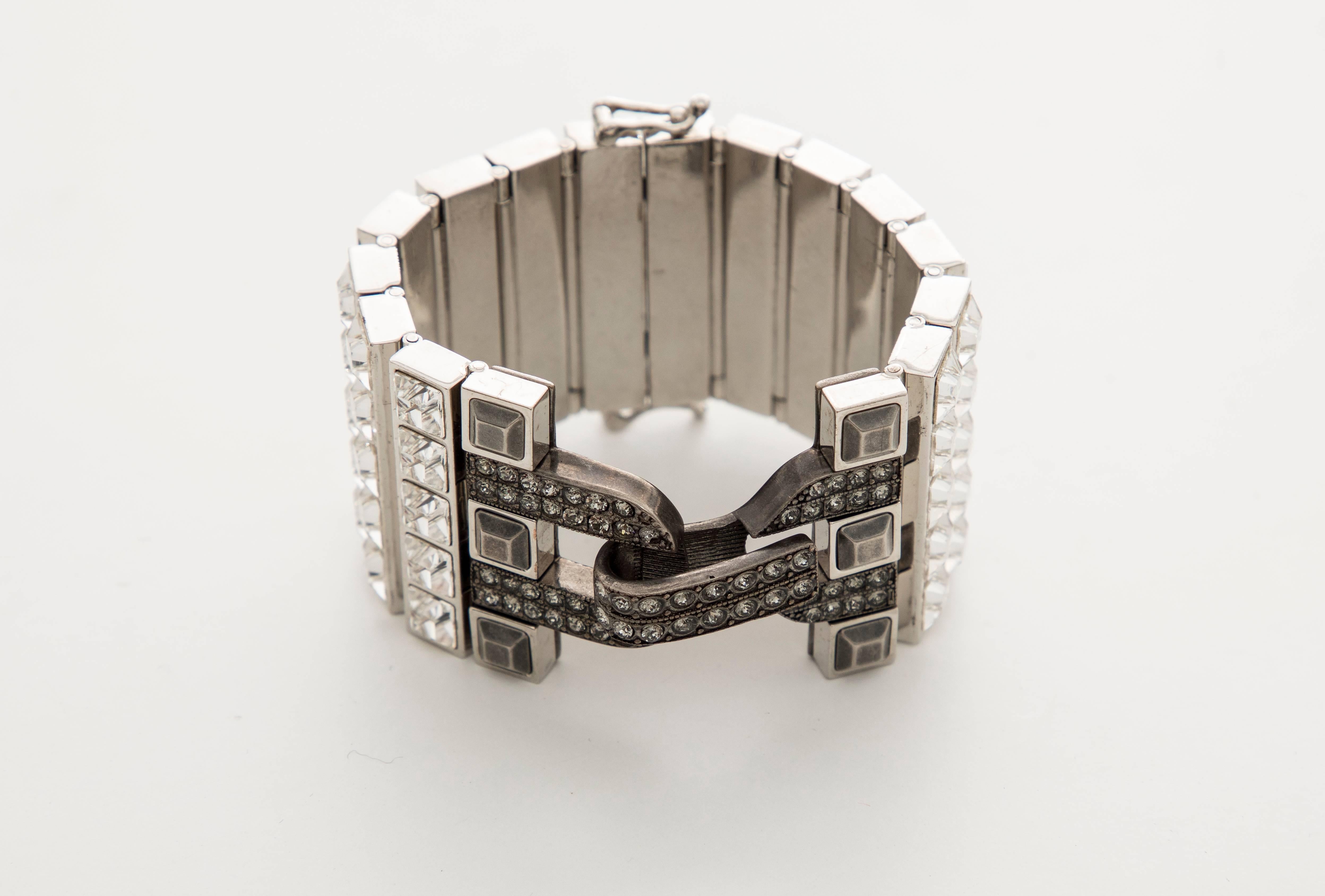 Women's Alber Elbaz for Lanvin Faceted Crystal & Antique Stud Bracelet, Spring 2016 For Sale