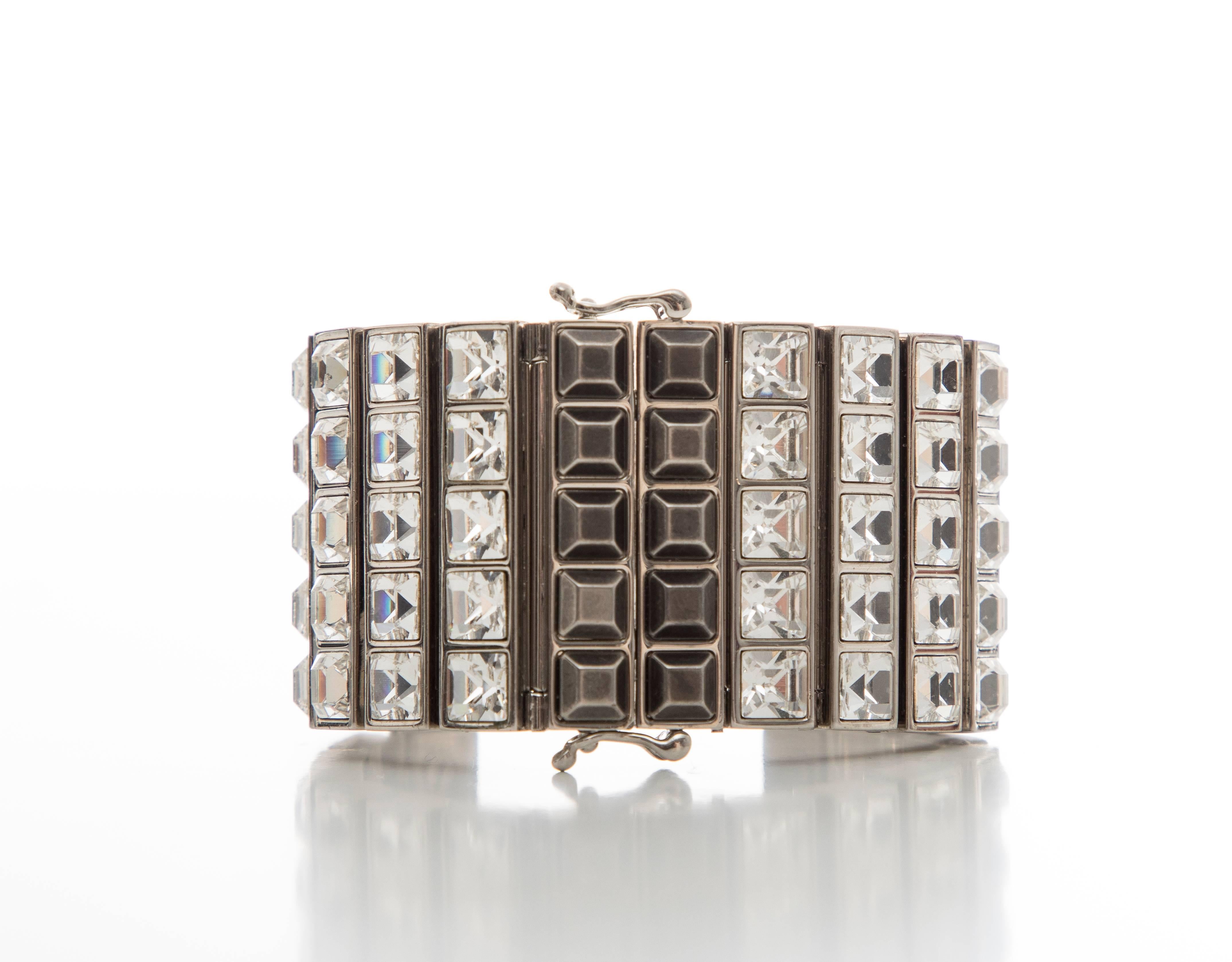 Alber Elbaz for Lanvin Faceted Crystal & Antique Stud Bracelet, Spring 2016 For Sale 4