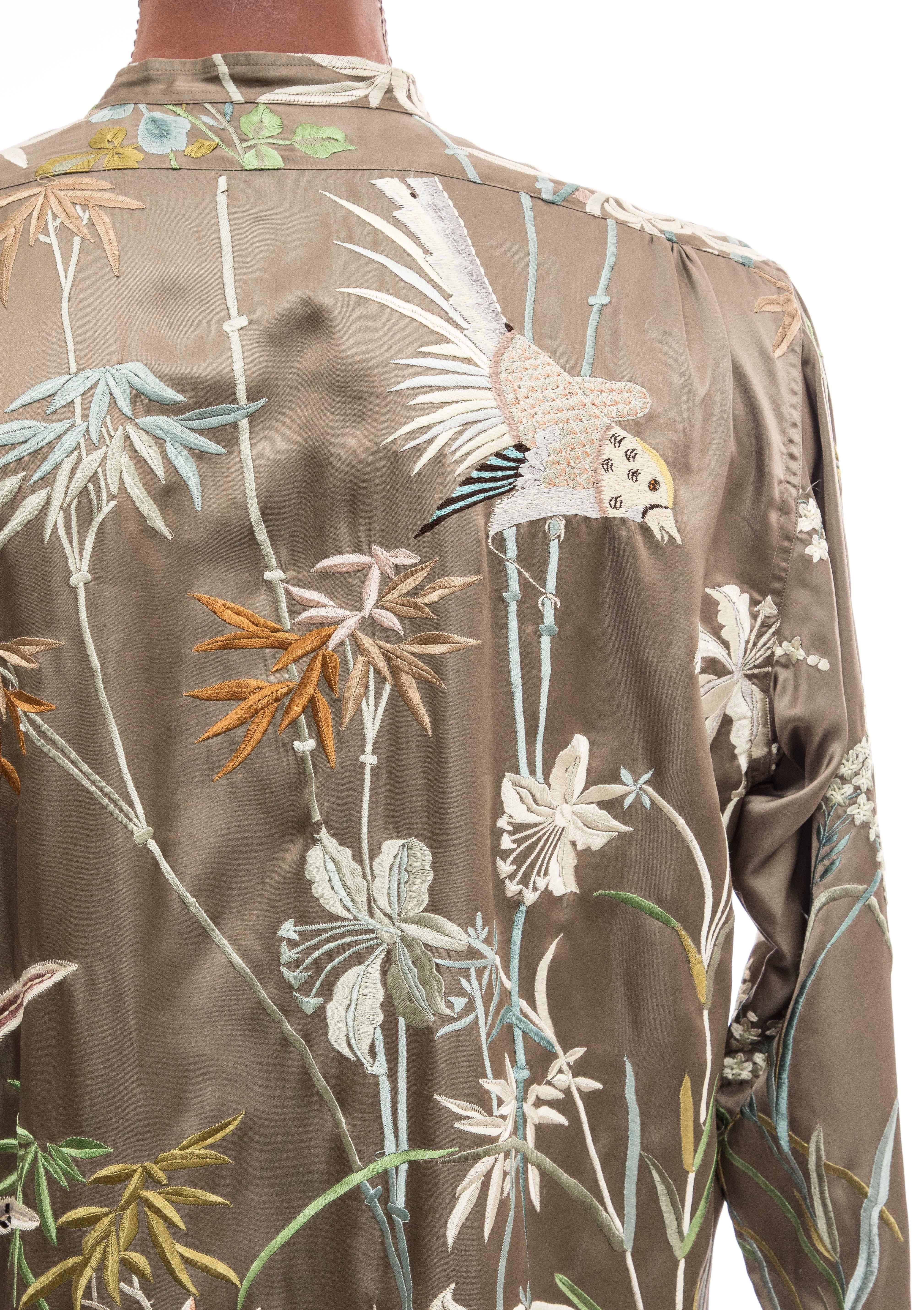 Tom Ford For Gucci Men's Silk Floral Embroidered Button Front Shirt, Spring 2003 1