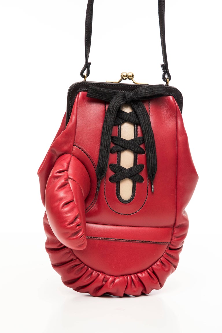Moschino Red And Black Leather Boxing Glove Handbag, Spring 2001 For