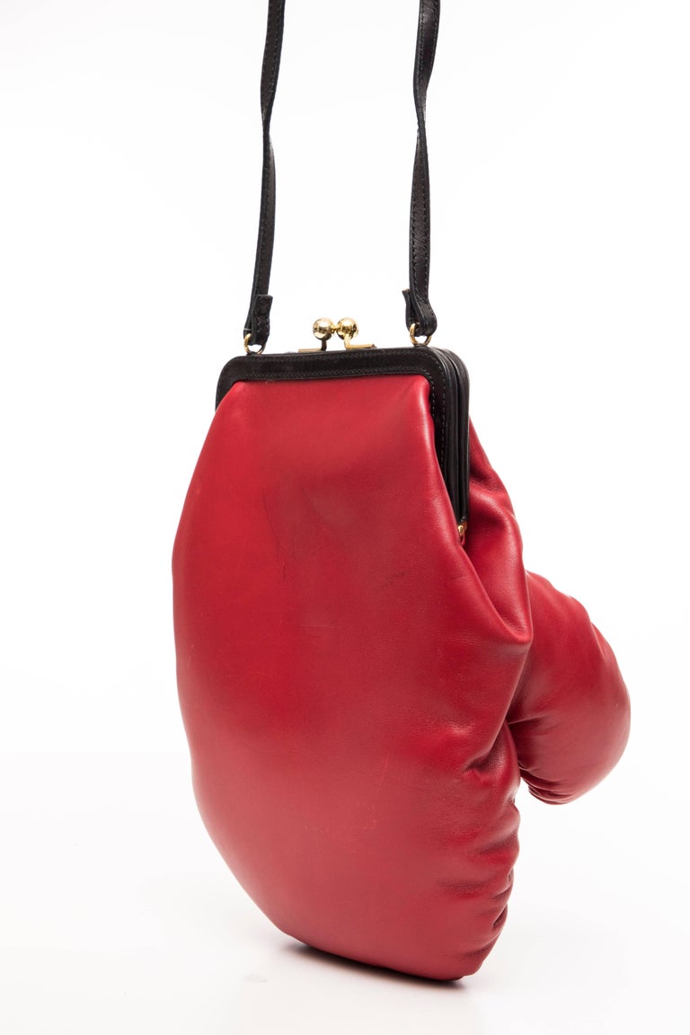 Moschino Red And Black Leather Boxing Glove Handbag, Spring 2001 For