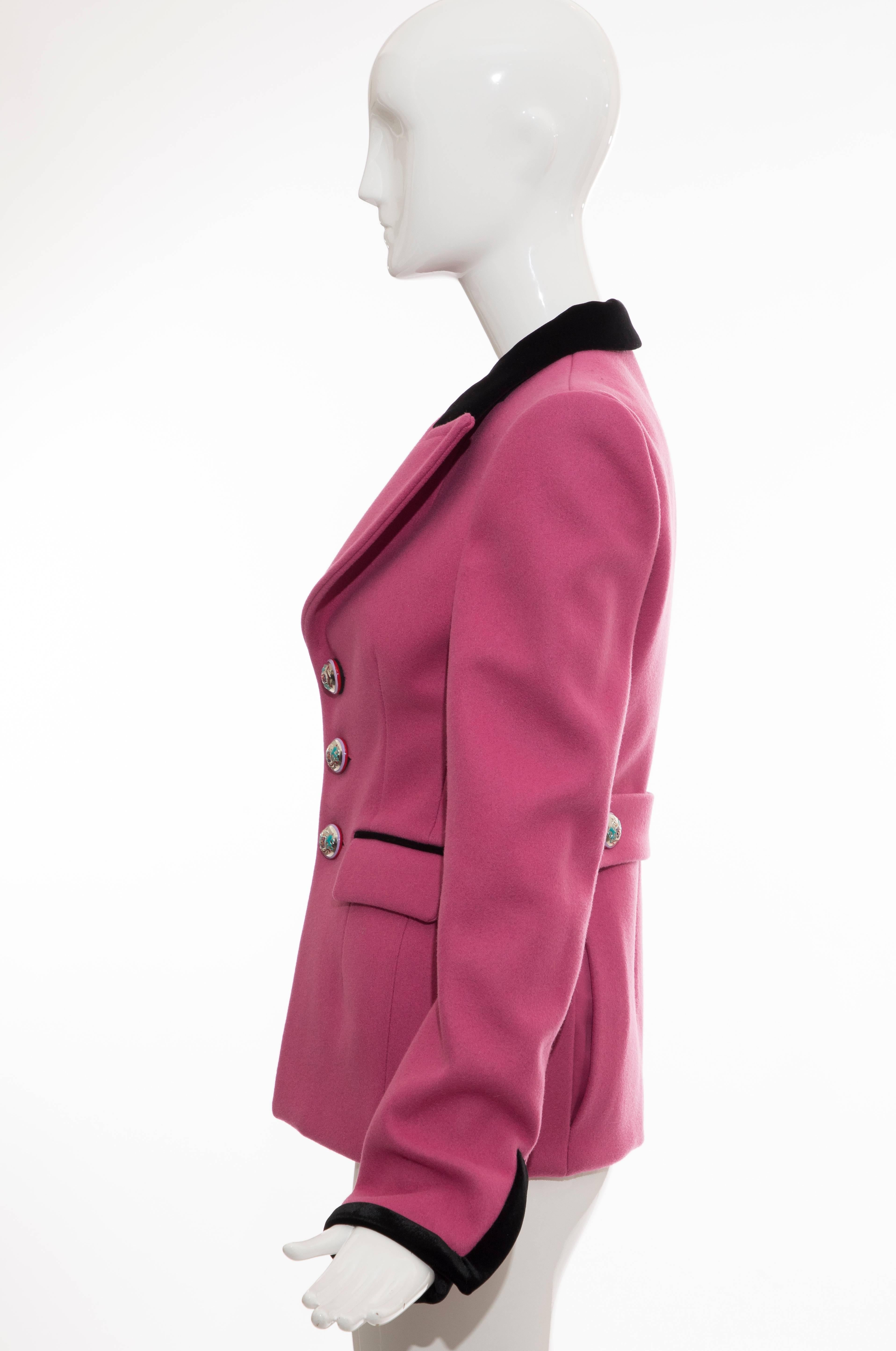 Nicolas Ghesquière For Balenciaga Pink Wool Black Velvet Blazer, Fall 2007 2