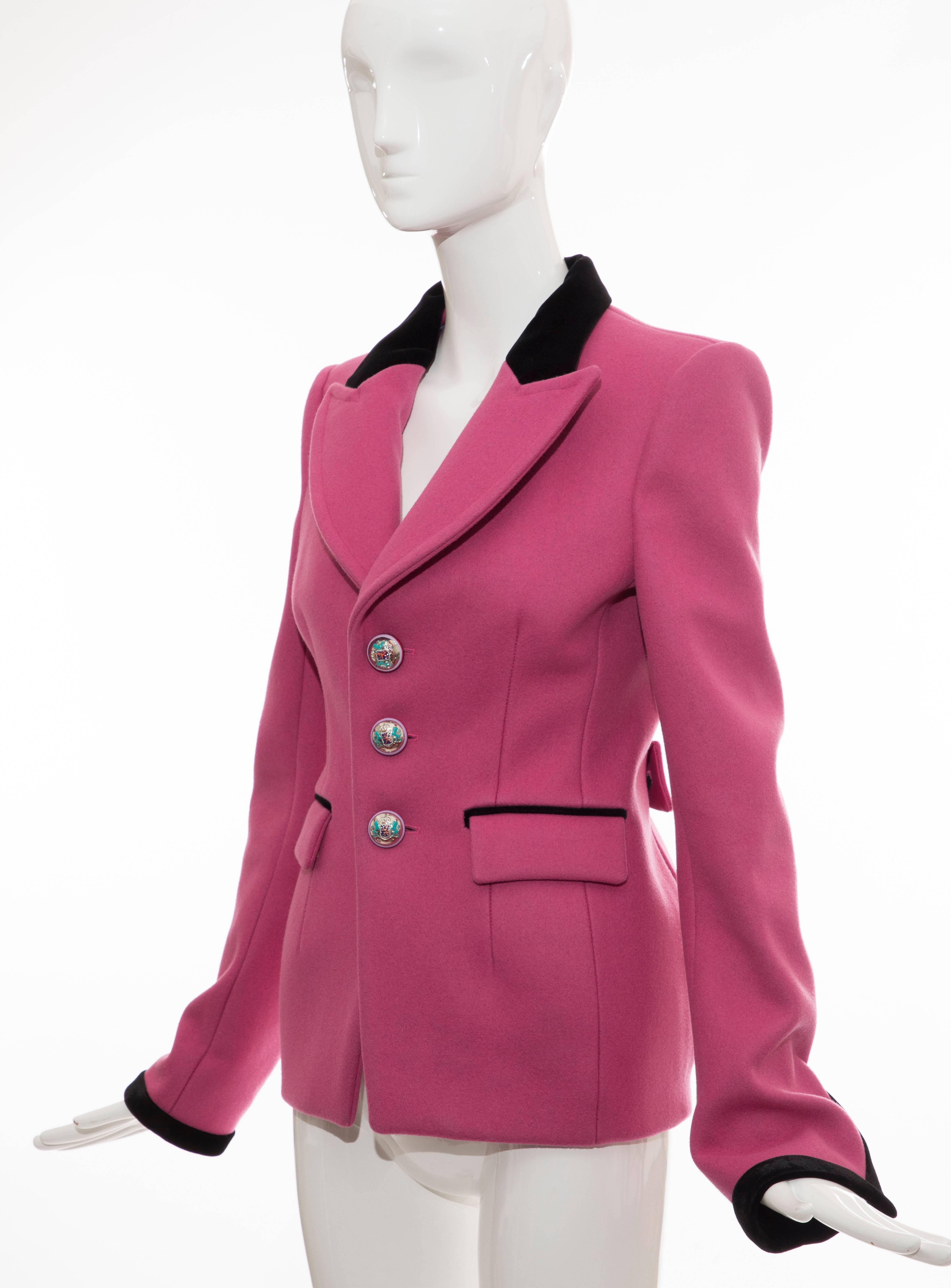Nicolas Ghesquière For Balenciaga Pink Wool Black Velvet Blazer, Fall 2007 3