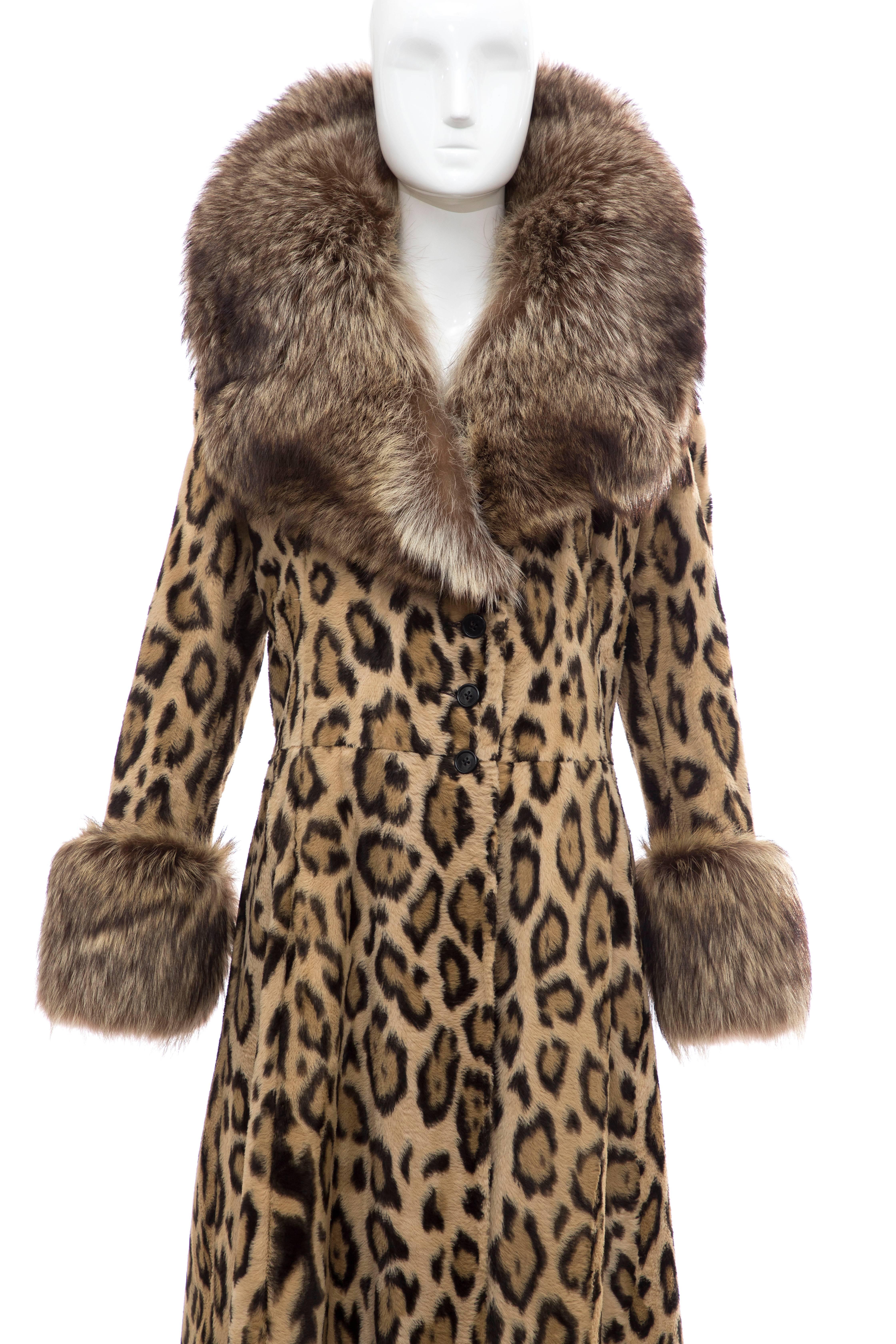 Women's Goldring's Couture Faux Leopard Coat Dramatic Fur Collar & Cuffs, Circa: 1970's