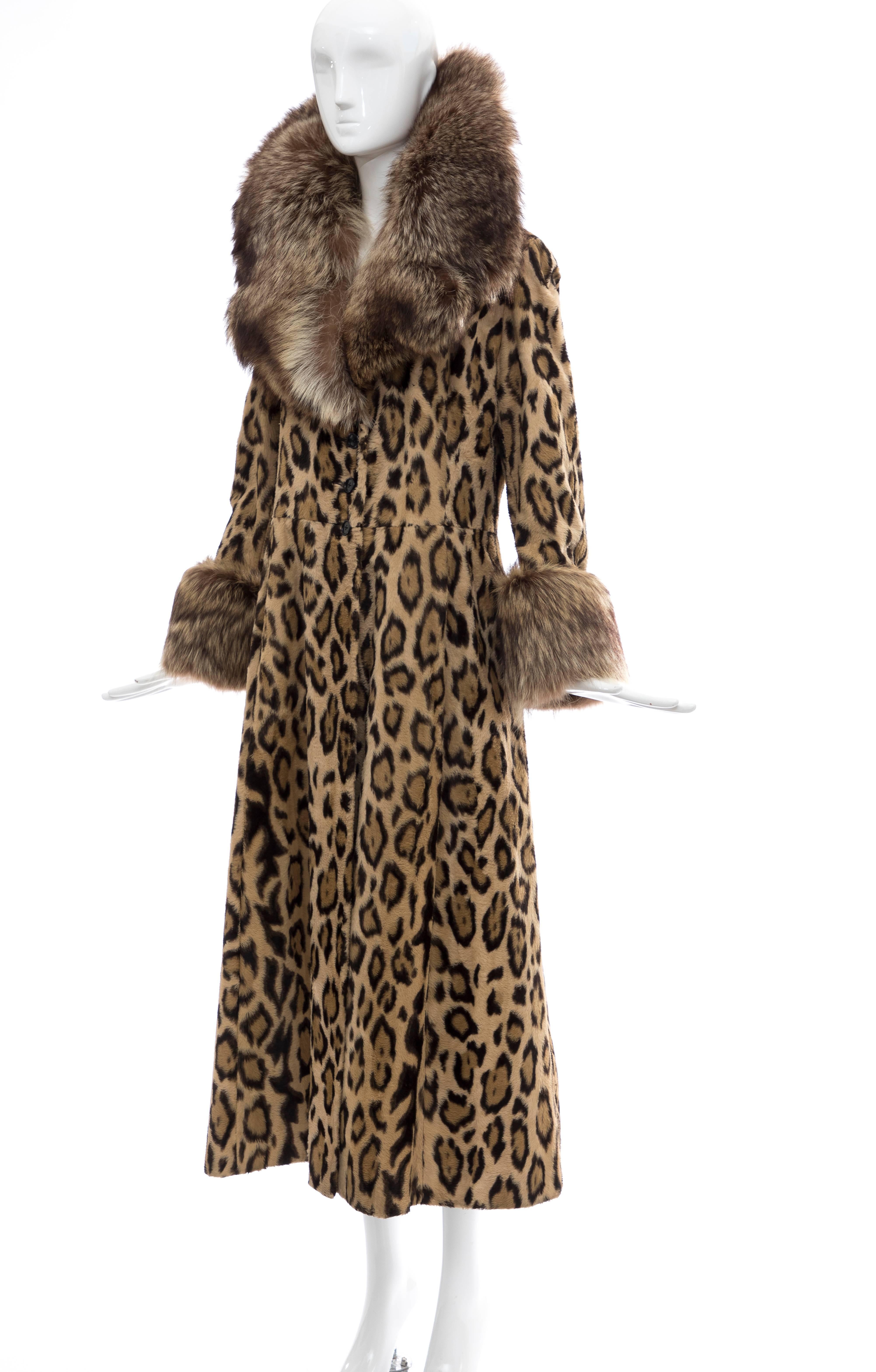 Goldring's Couture Faux Leopard Coat Dramatic Fur Collar & Cuffs, Circa: 1970's 1