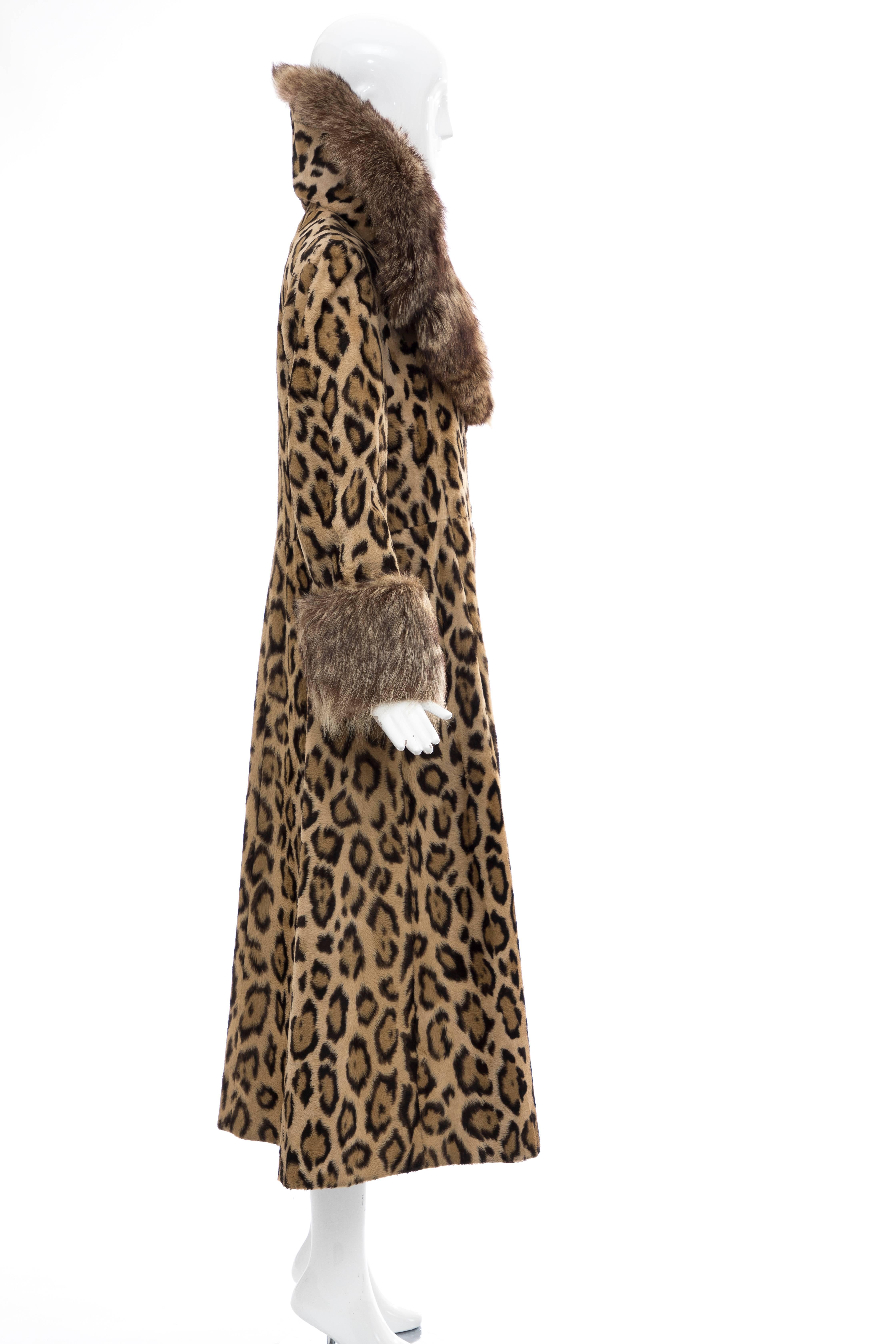 Goldring's Couture Faux Leopard Coat Dramatic Fur Collar & Cuffs, Circa: 1970's 3