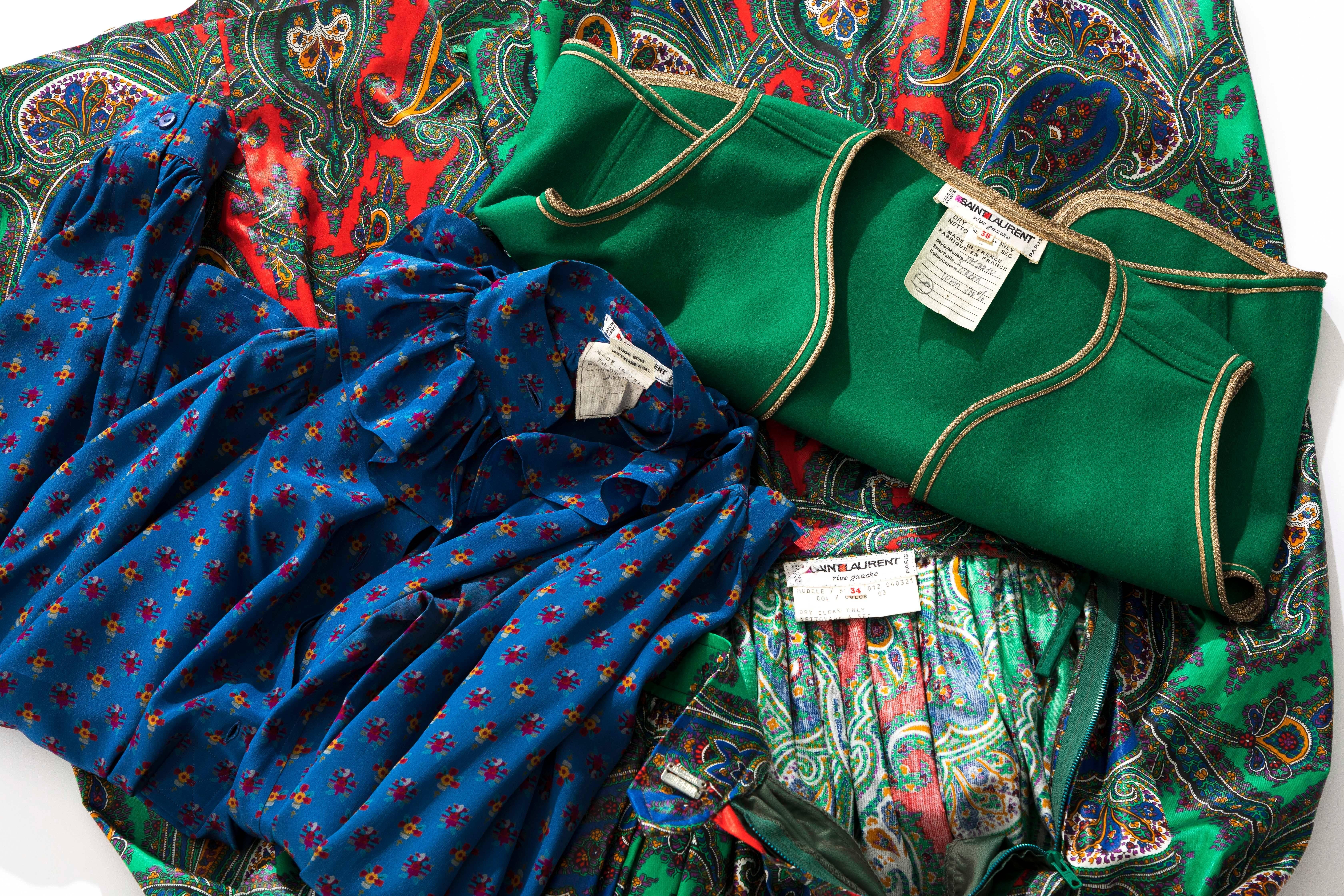 Yves Saint Laurent Rive Gauche Silk Cotton Sateen Wool Skirt Suit, Circa 1970s For Sale 4